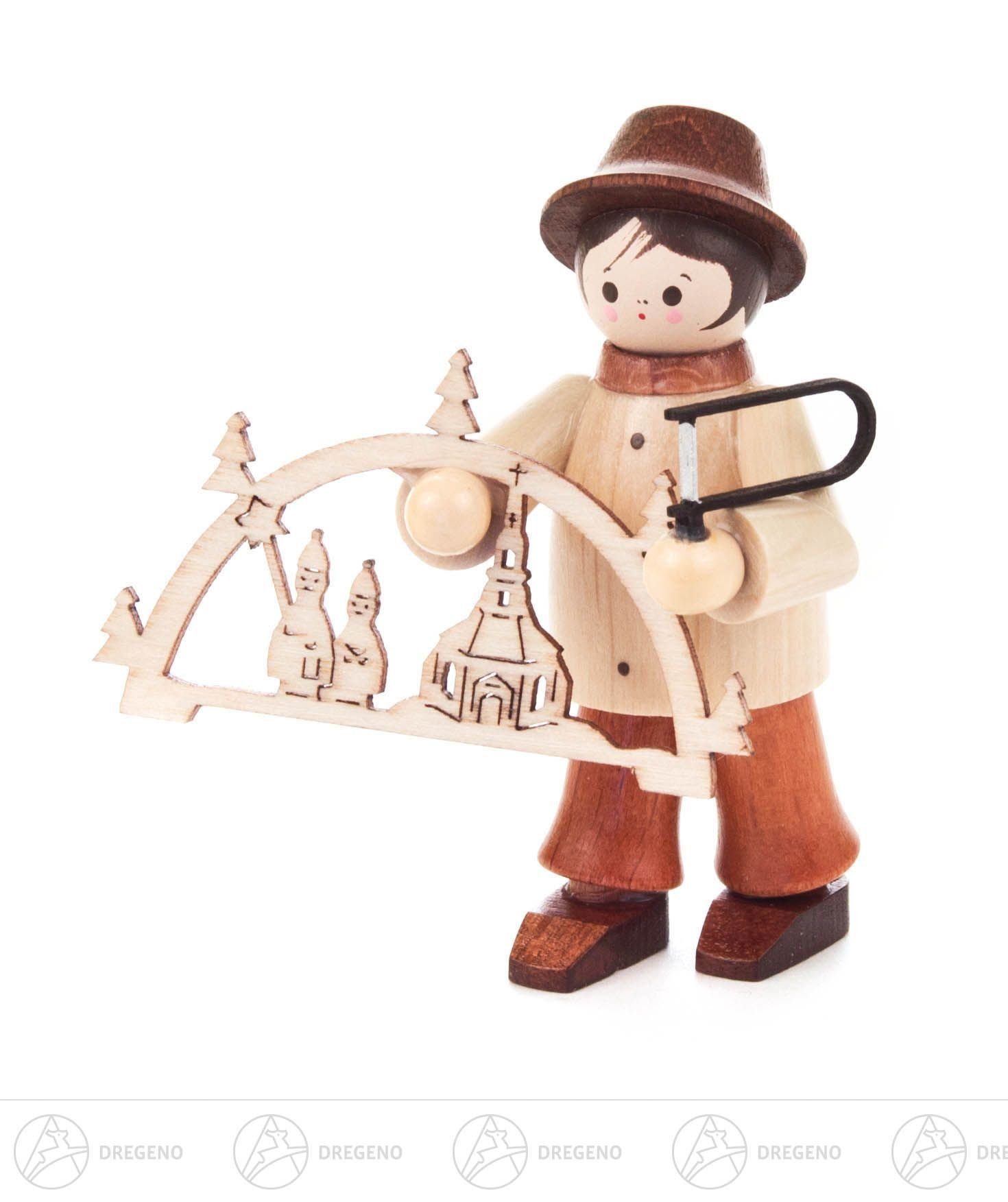 Dregeno Erzgebirge Weihnachtsfigur Weihnachtliche Miniatur Schwibbogenhändler natur Höhe ca 6 cm NEU