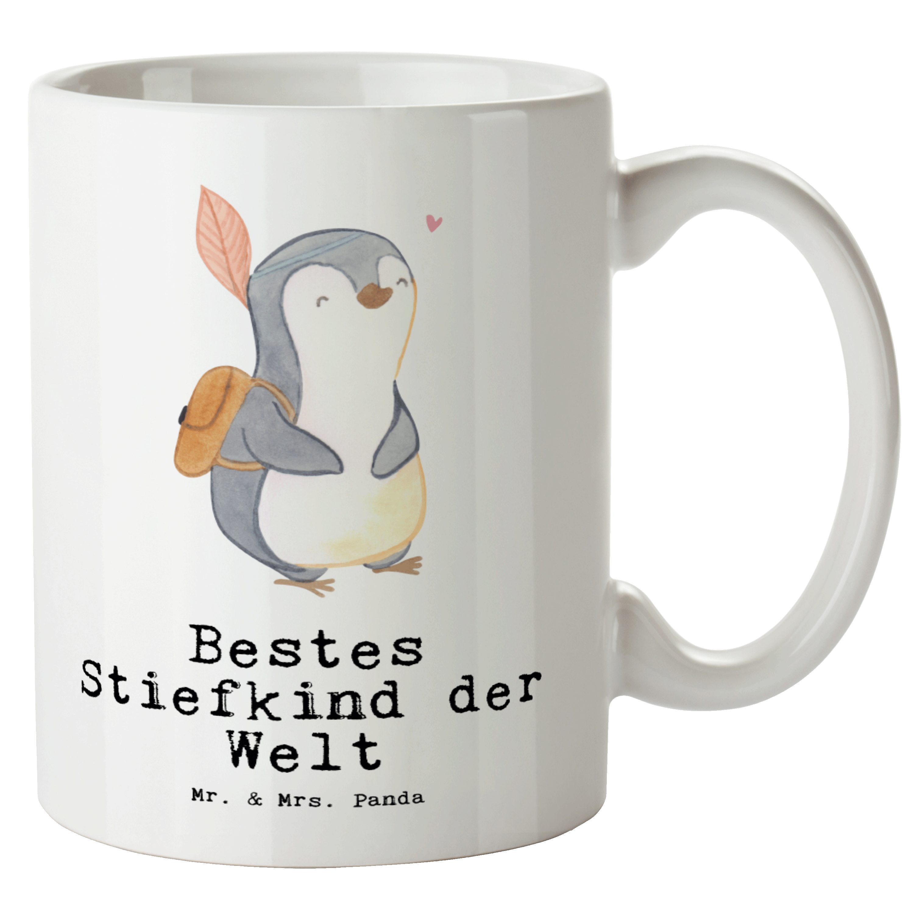 Mr. Tasse Weiß Bestes XL, Mrs. - Keramik Geschenk, XL - Tasse Pinguin Geschenkidee, Stiefkind Panda & der Welt