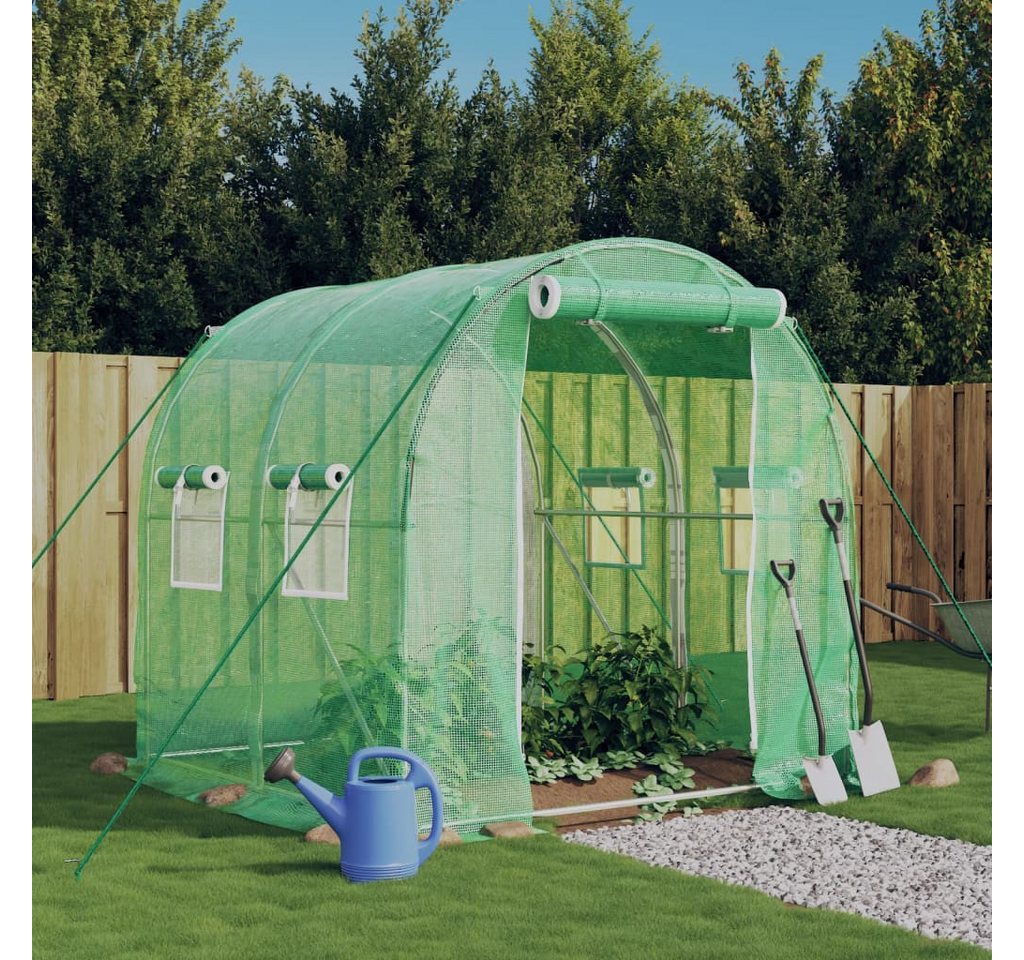 Thumbnail - vidaXL Gewächshaus, Treibhaus mit Stahlrahmen Grün 4 m² 2x2x2 m