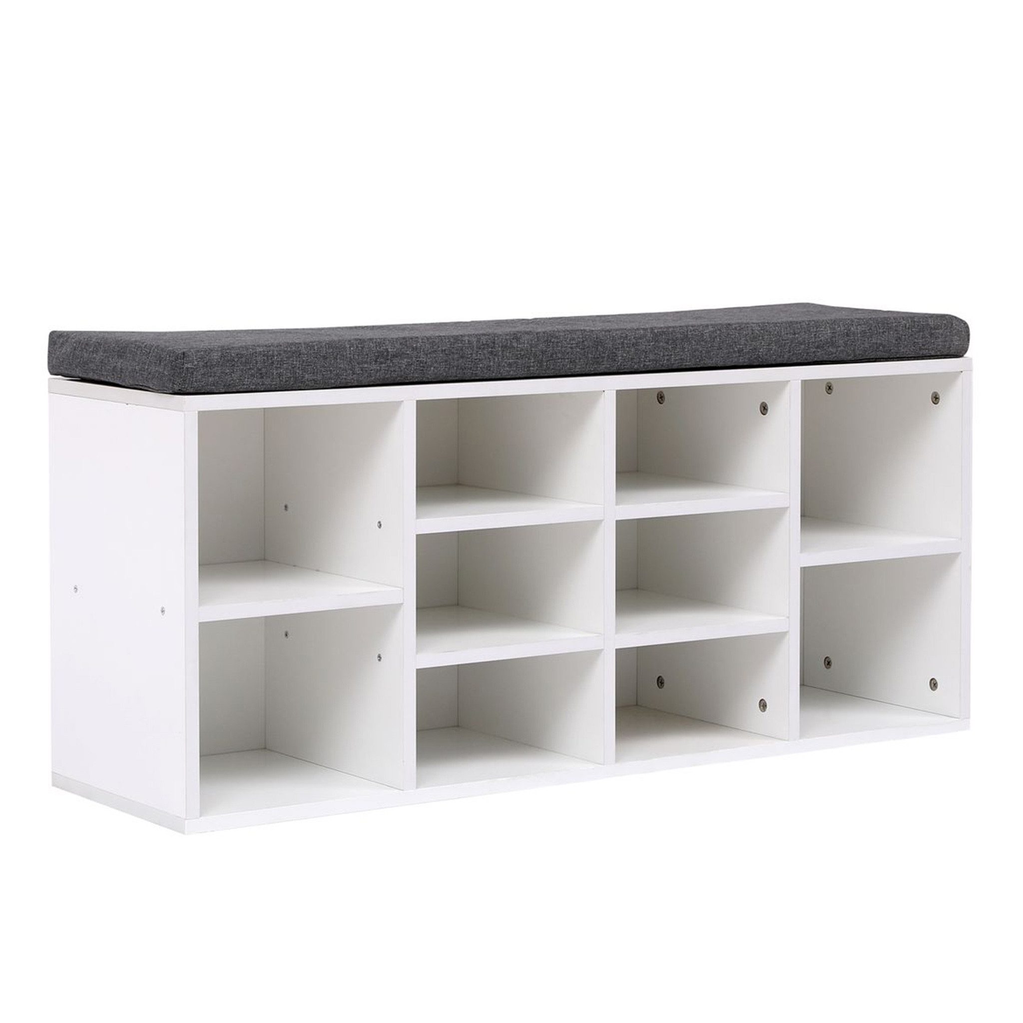 Happy Home Schuhschrank Sitzbank mit Schuhablage 10 Fächer, Sitzkissen Garderobe für Flur