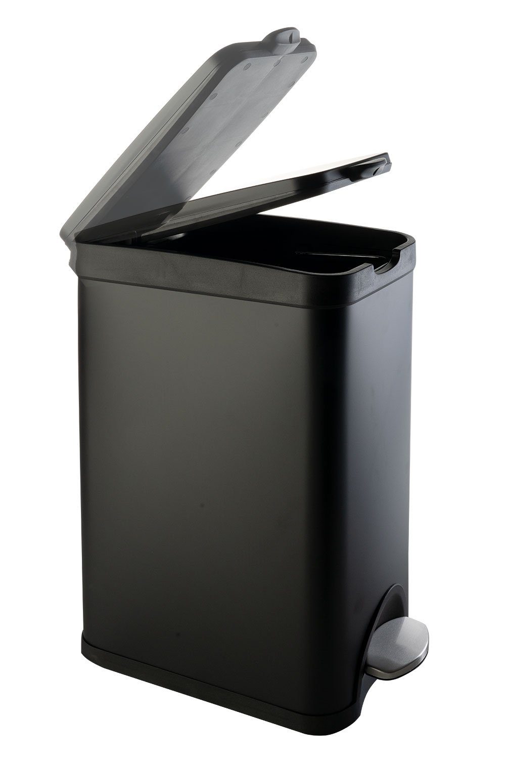 Home4You Mülleimer, Treteimer, Edelstahl, Schwarz, 15 Liter, Soft-Close-Funktion