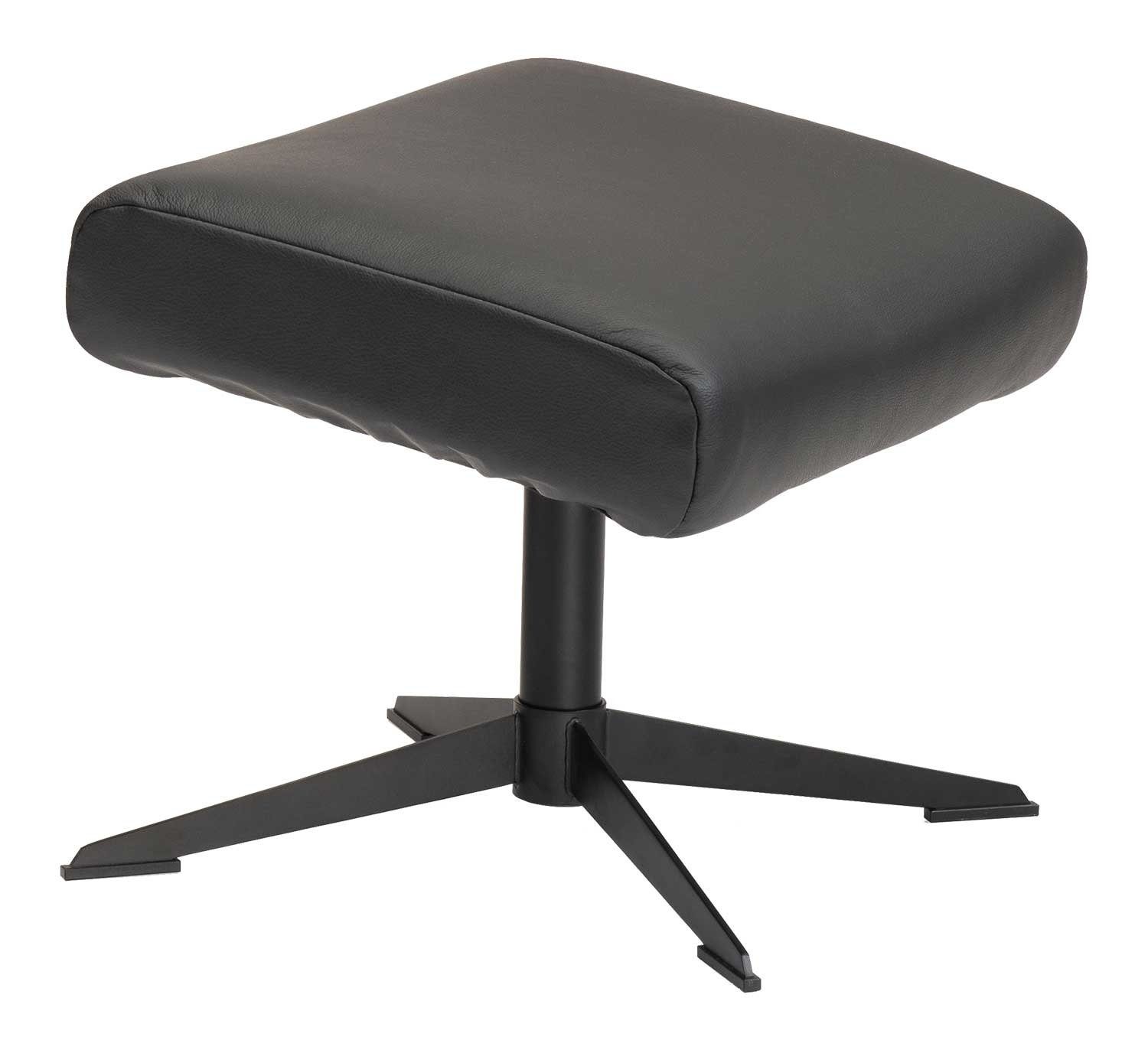 Hocker LUND, B 52 cm x T 41 cm, Lederbezug, Schwarz, mit Sternfuß