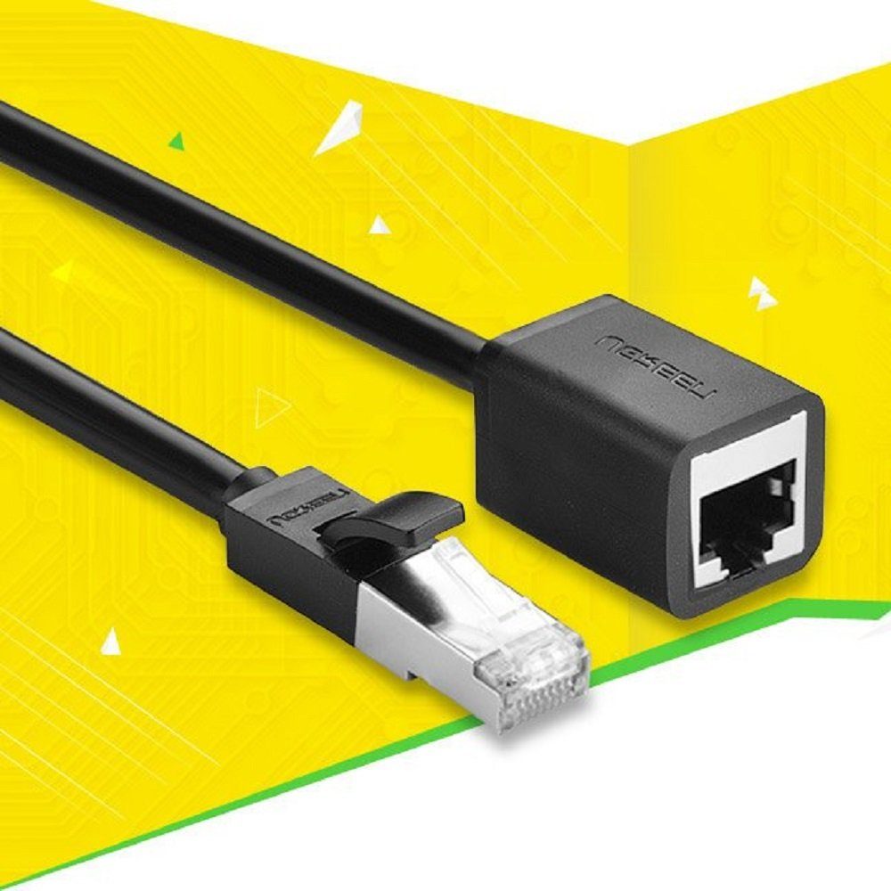 Adapter Cat Schwarz Ethernet-Kabel 6 Verbinder 1000Mbps UGREEN Verlängerungskabel RJ45 FTP 1m