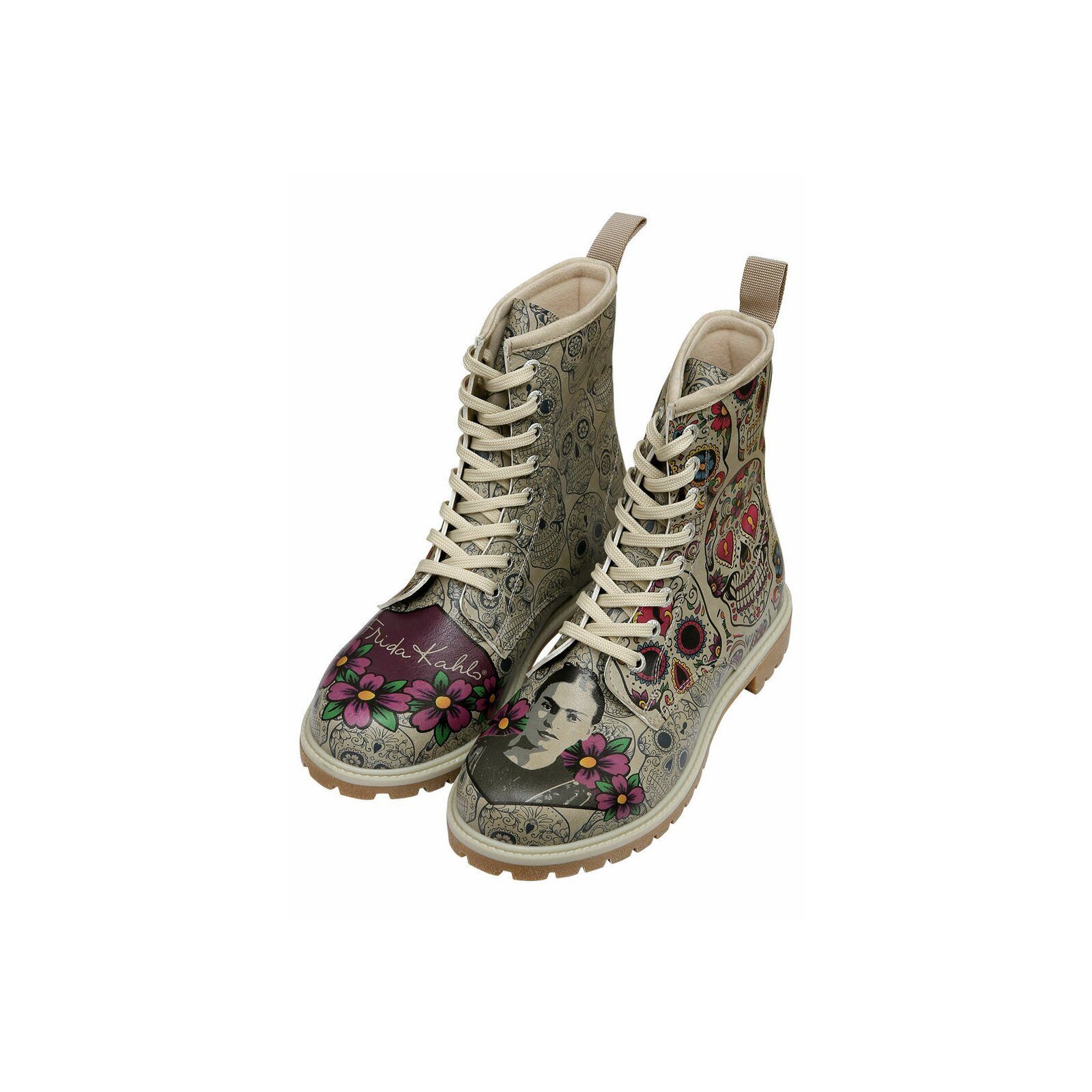 DOGO Long Boots Schnürstiefel Remembrance Of Frida Kahlo Damen Schnürboots Handgefertigt