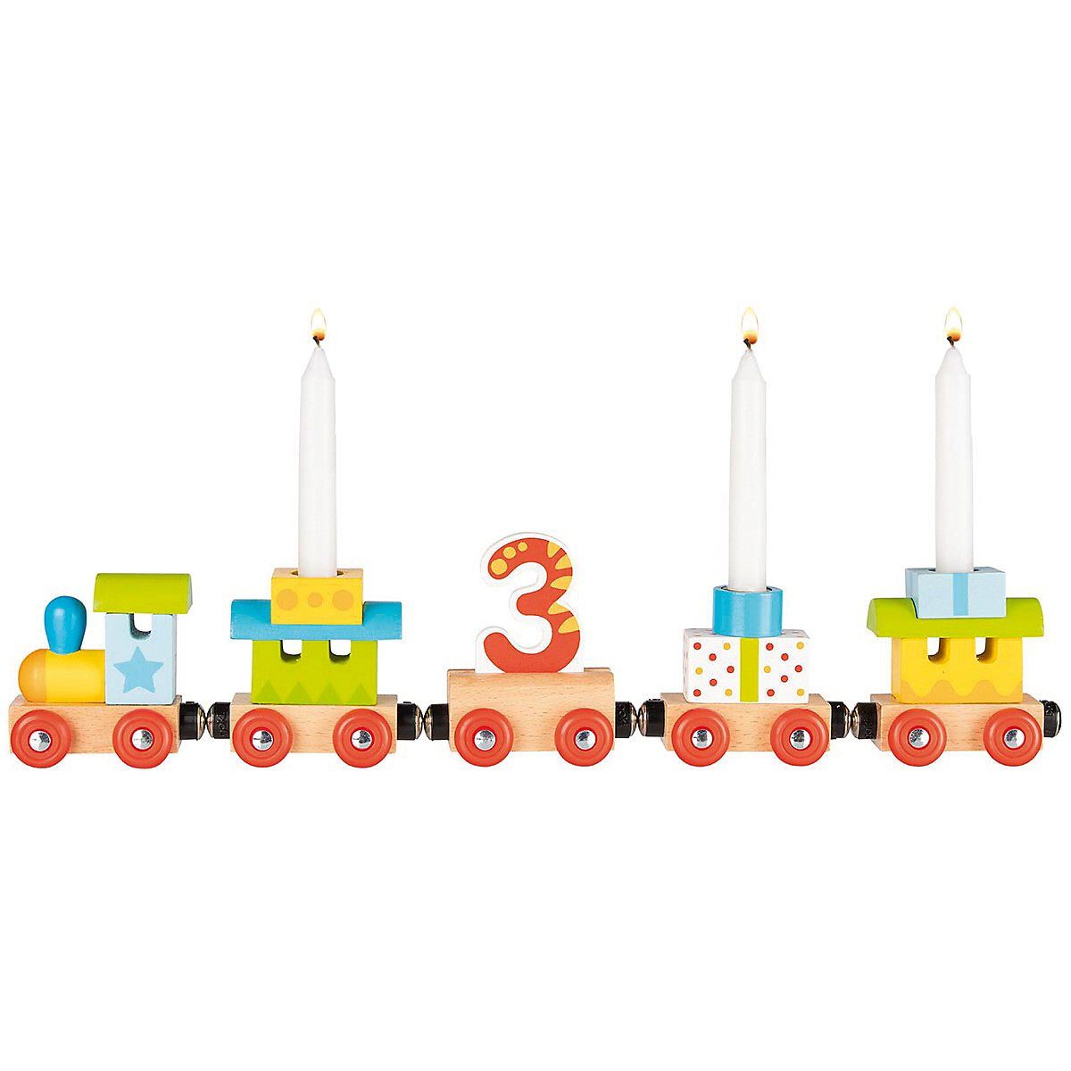goki Kerzenständer Geburtstagszug, Lok mit 4 Anhängern mit