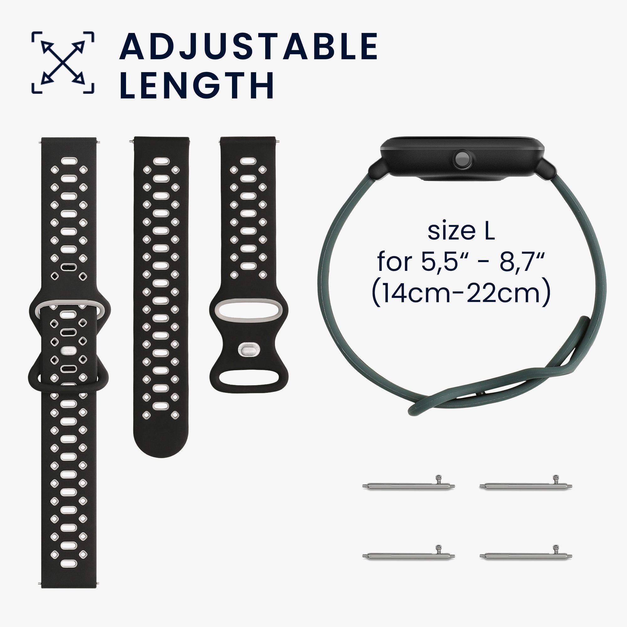 kwmobile Uhrenarmband 2x Sportarmband Color Watch Größe - Mi Xiaomi TPU Watch cm Fitnesstracker - 22 für Armband Silikon - für Set Sport, / L Mi 14