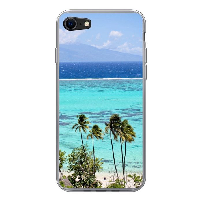 MuchoWow Handyhülle Palmen an der Küste von Moorea in Französisch-Polynesien Handyhülle Apple iPhone 7 Smartphone-Bumper Print Handy Schutzhülle