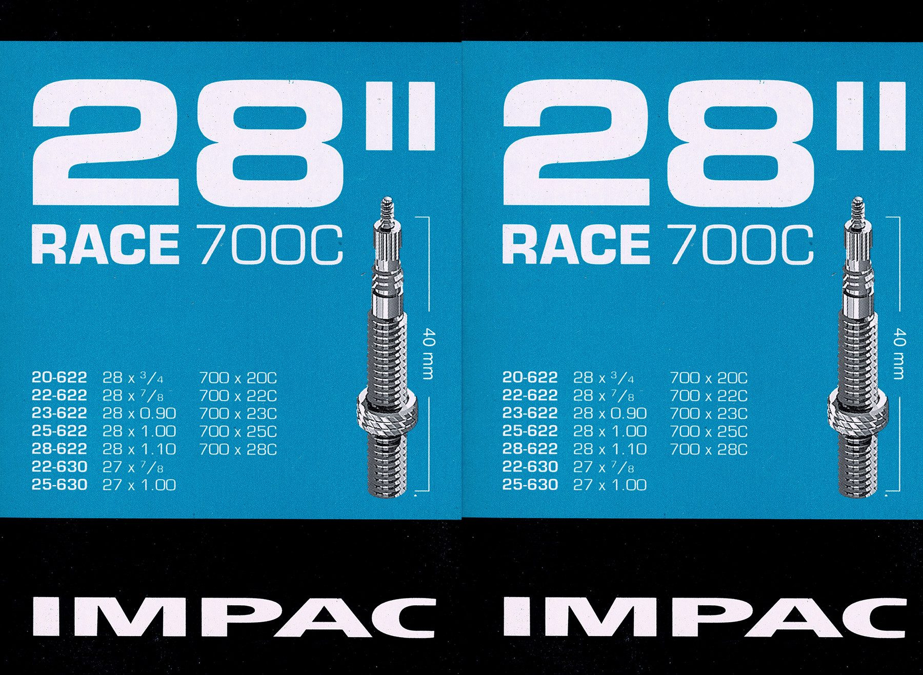 Impac Fahrradschlauch 2x Rennrad Impac 28 Zoll SV Schlauch Sclaverand Ventil 20 - 28 622, 1,00, 0,90, 1,10, 7/8, 1 1/16, (2-St)