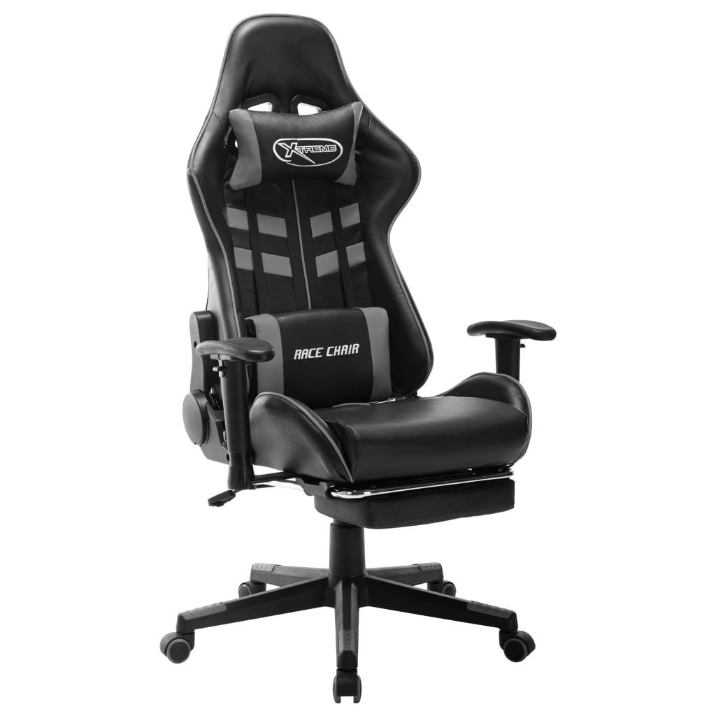 vidaXL Gaming-Stuhl Gaming-Stuhl mit Fußstütze Schwarz und Grau Kunstleder (1 St) Schwarz und Grau | Schwarz und Grau