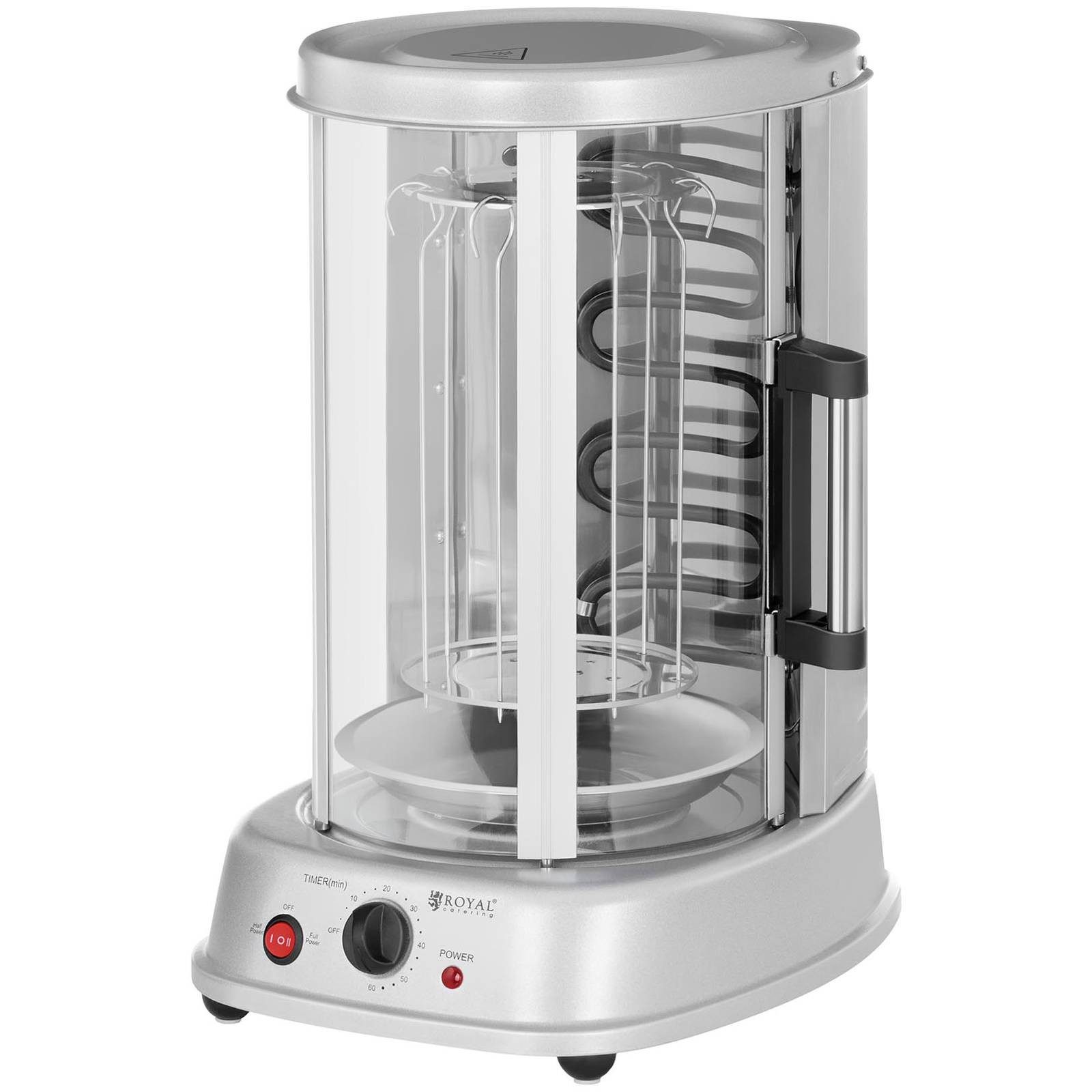 Royal Catering Dönergrill Vertikalgrill 3in1 Kombi Edelstahl Tischgrill Hähnchengrill Schaschlik, 1500 W