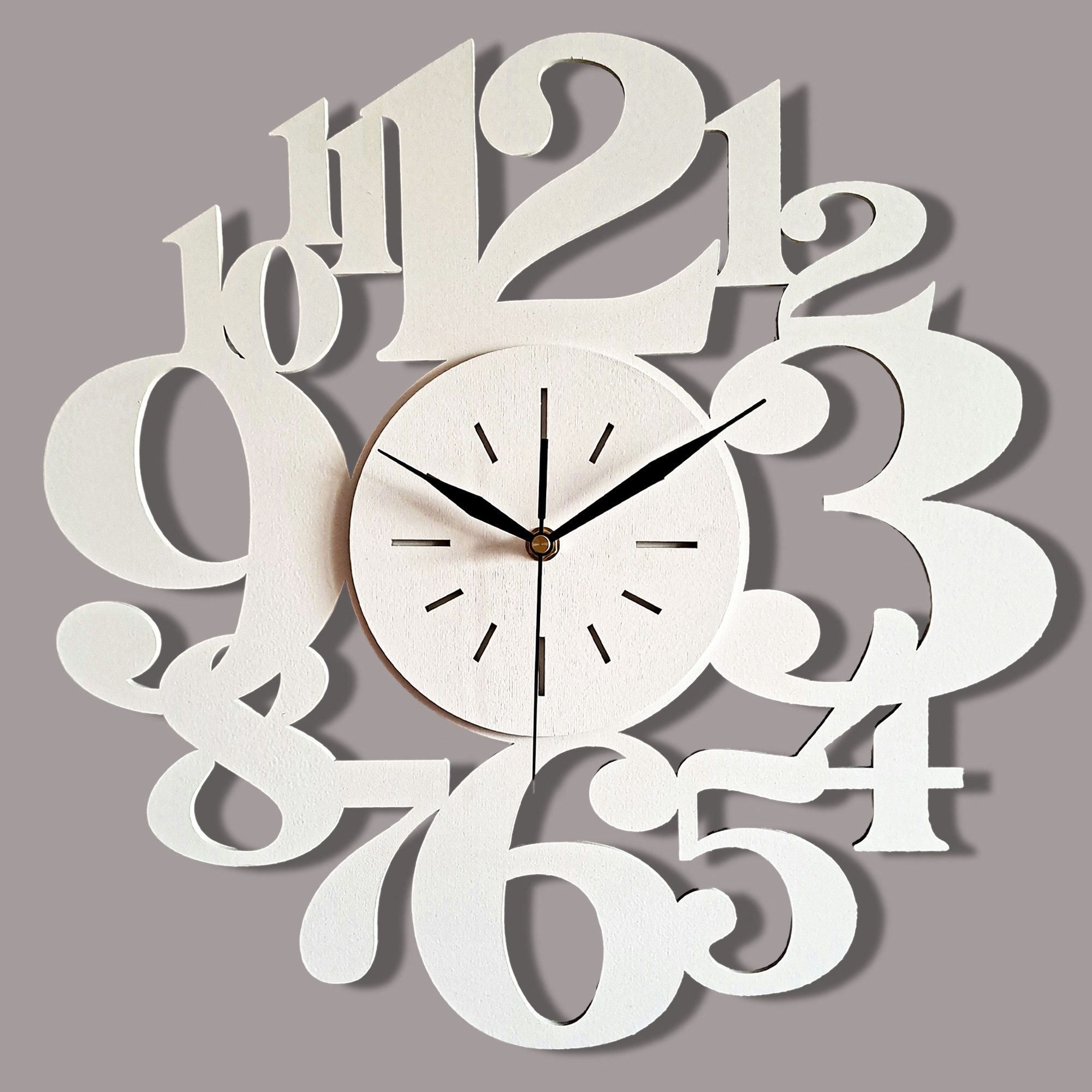 ORNAMENTI Wanduhr Handmade, grosse,modern, geometrisch, holz, hingucker Wanduhr (ohne Ticken, Wanddeko, Holzdeko, 3 Größen 40, 50, 60 cm)