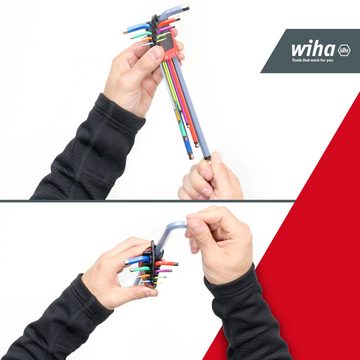 Wiha Stiftschlüssel ErgoStar Halter (43849) - 10 tlg., 1,5 mm - 10 mm, Sechskant-Kugelkopf, farbig, Winkelschlüsselsatz