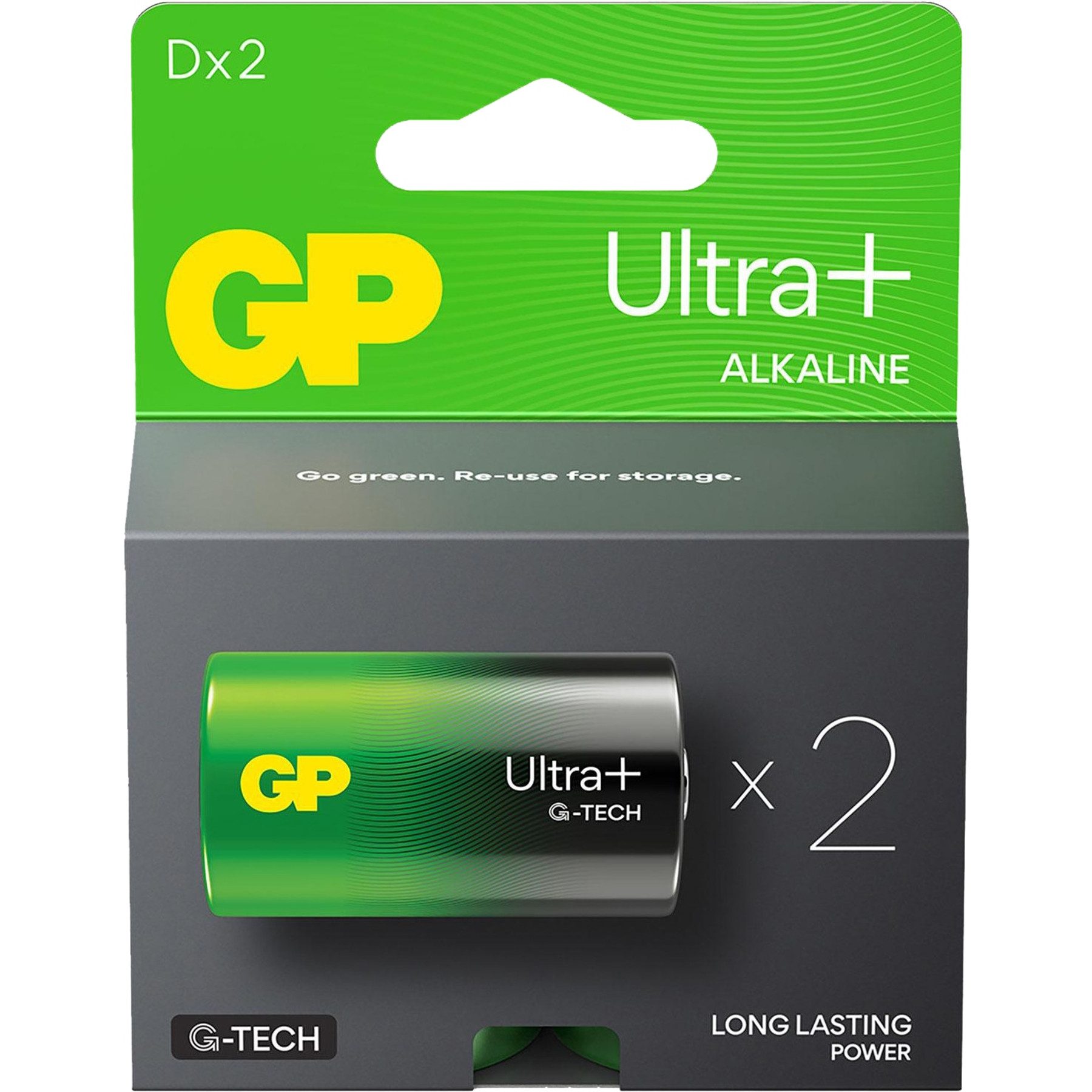 Gp GP D-Mono-Batterie Alkaline Ultra Plus, 1,5 V, 2 Stück Batterie