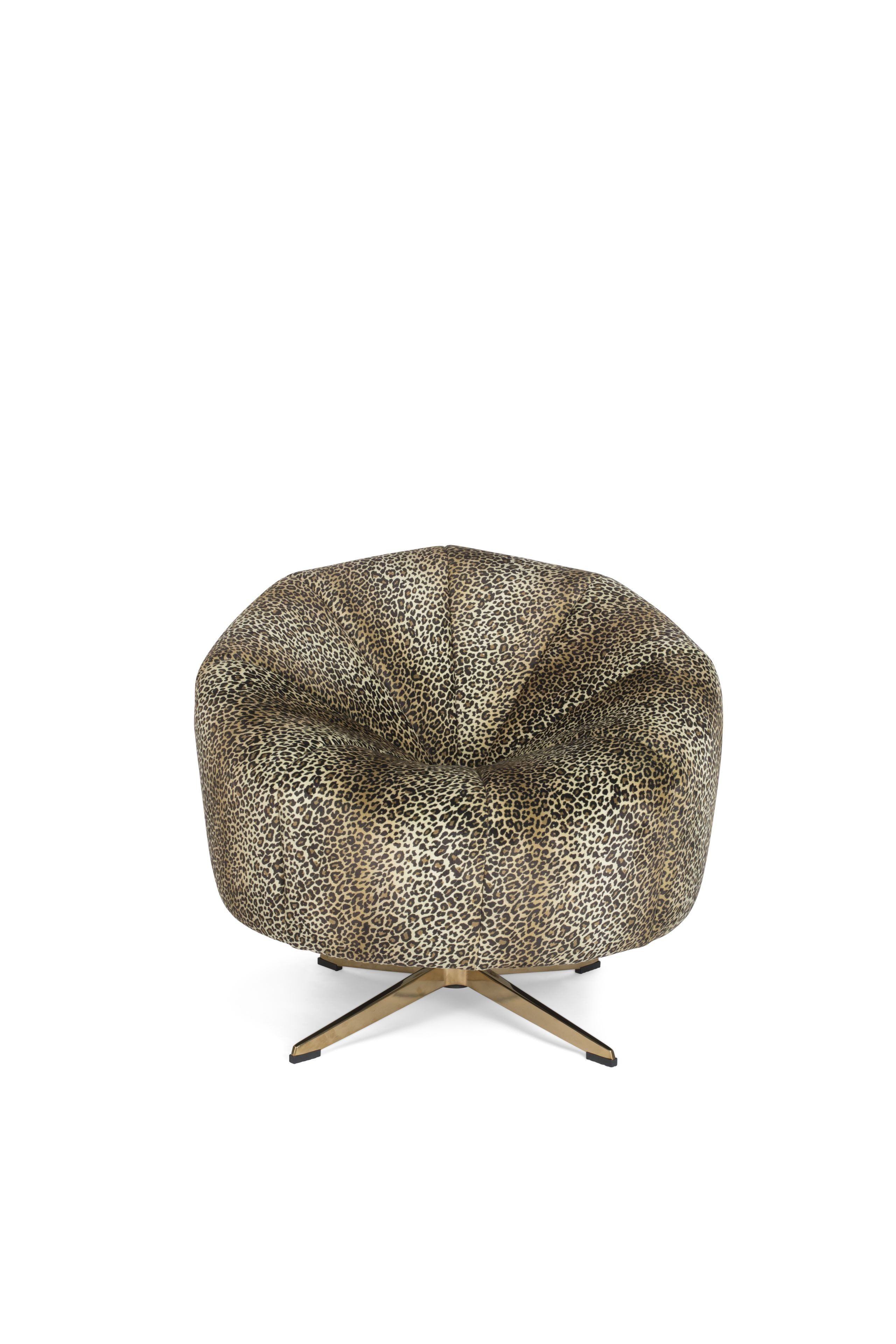 Bold Monkey Relaxliege Retro Drehsessel Cocktailsessel Sunshine Leopardenmuster