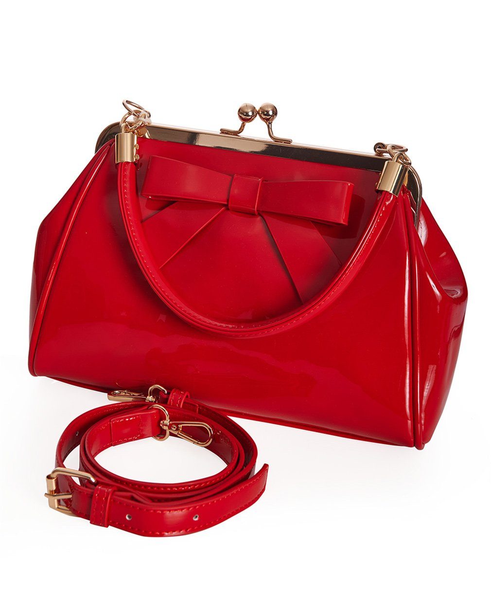 Banned Handtasche California Rot, Vintage Retro Lack Schleife Henkeltasche günstig online kaufen