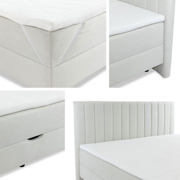 MIRJAN24 Boxspringbett Towiro (Polsterkopfteil, Matratze und Topper), mit 2 Bettkästen, Stilvoll Bettgestell