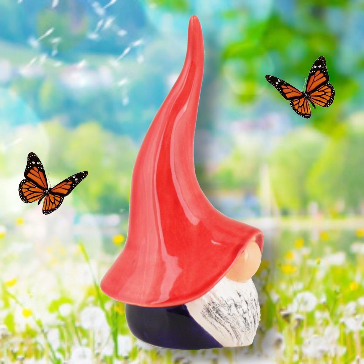 Tangoo Gartenfigur Tangoo Keramik-Wichtel blau ca 18cm H, (Stück)