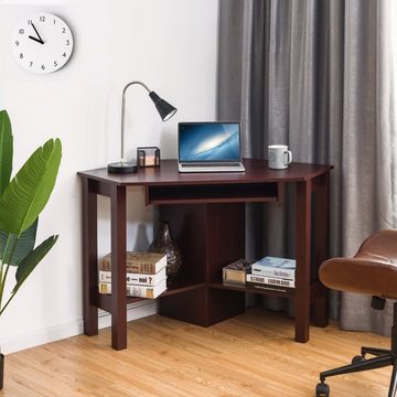 COSTWAY Schreibtisch, mit ausziehbarer Tastaturablage&Ablagen, 120x60x77cm