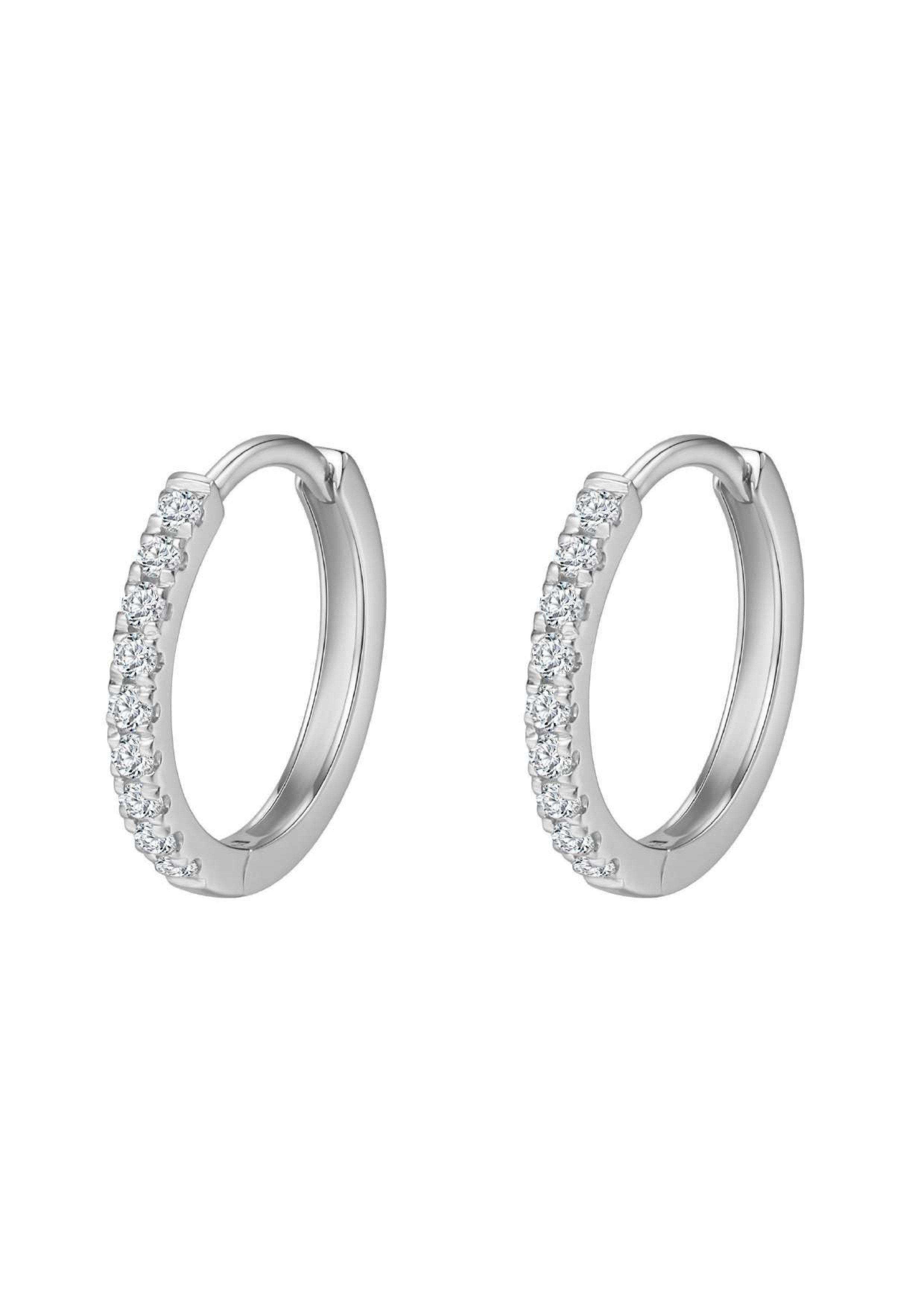 Dear Me Paar Creolen 585 Gold Weißgold Damen, Massivgold Schmuck Kristall, günstig online kaufen