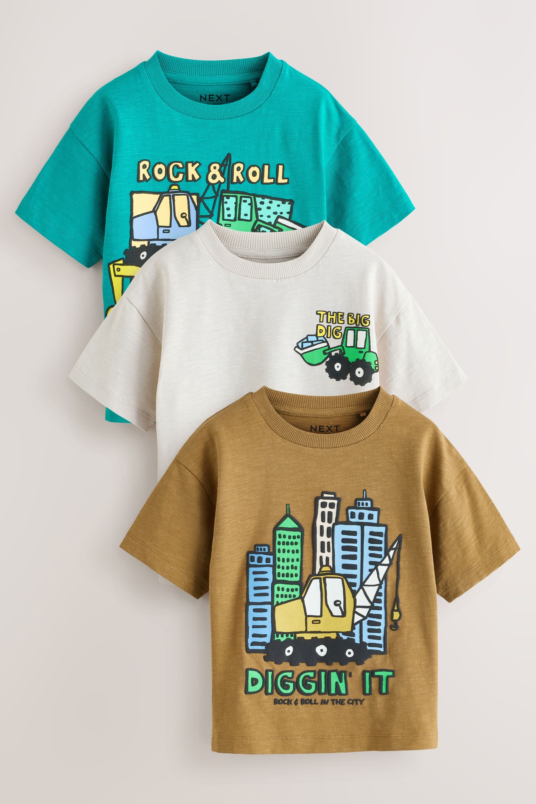 Langarmshirt Kurzarm-T-Shirts mit Grafik-Print im 3er-Pack