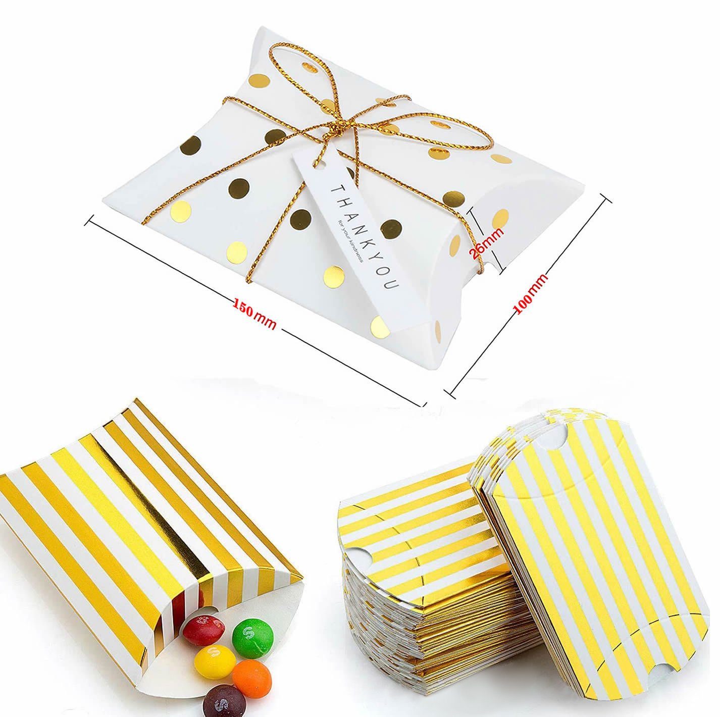 Coonoor Geschenkbox 50 Stück Print Kissen-Form-Hochzeits-Geschenkboxen,Süßi günstig online kaufen