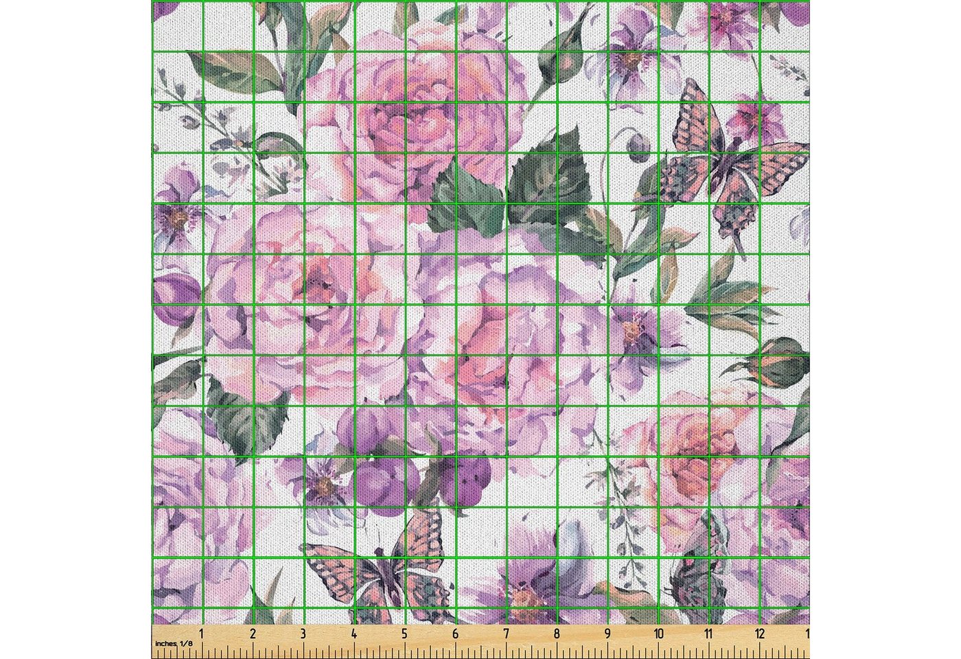 Thumbnail - Abakuhaus Stoff DIY Bastler Stoff für Dekorationszwecke, Blumen Swallowtails und Rosen