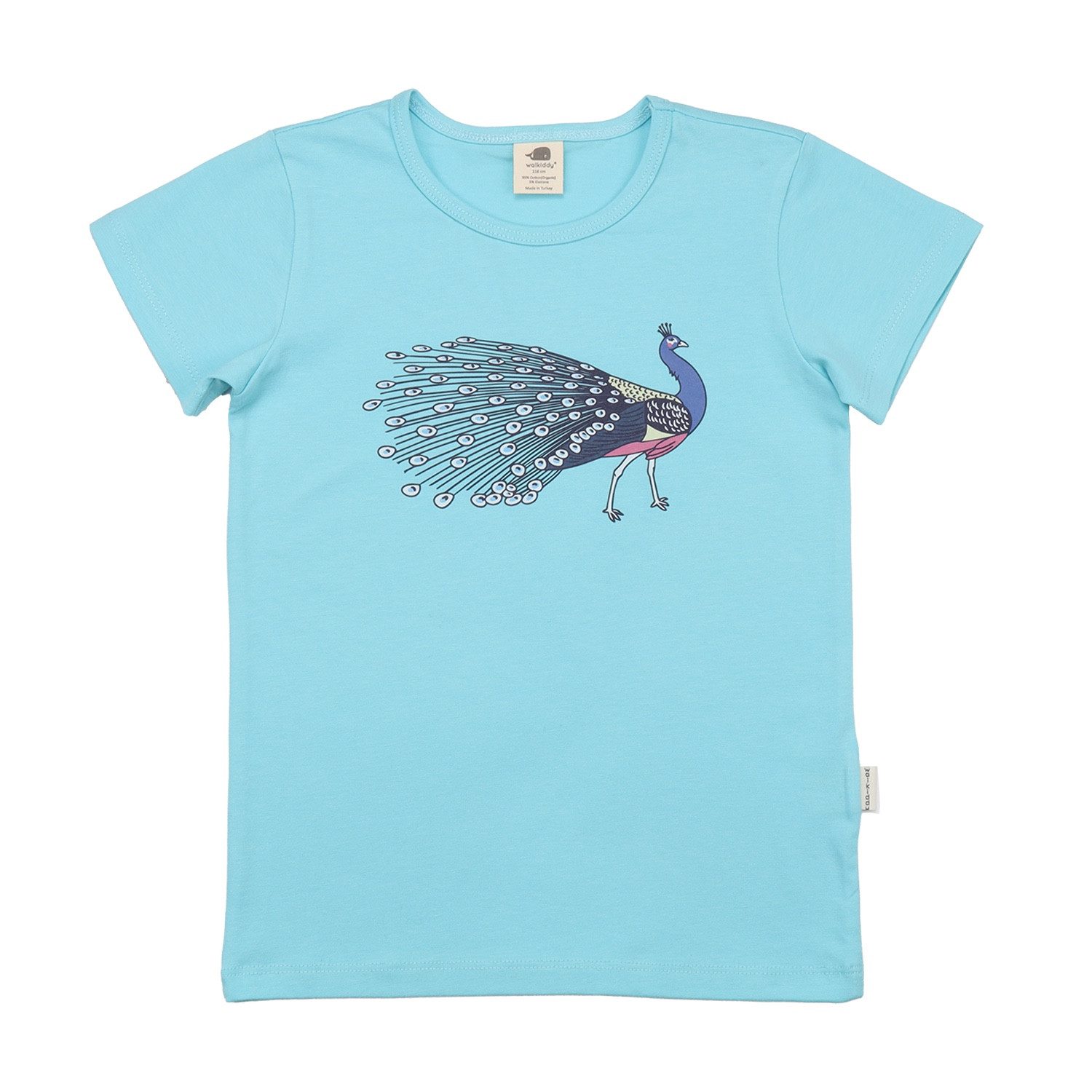 T-Shirt Bio-Baumwoll T-Shirt mit buntem Pfauendruck