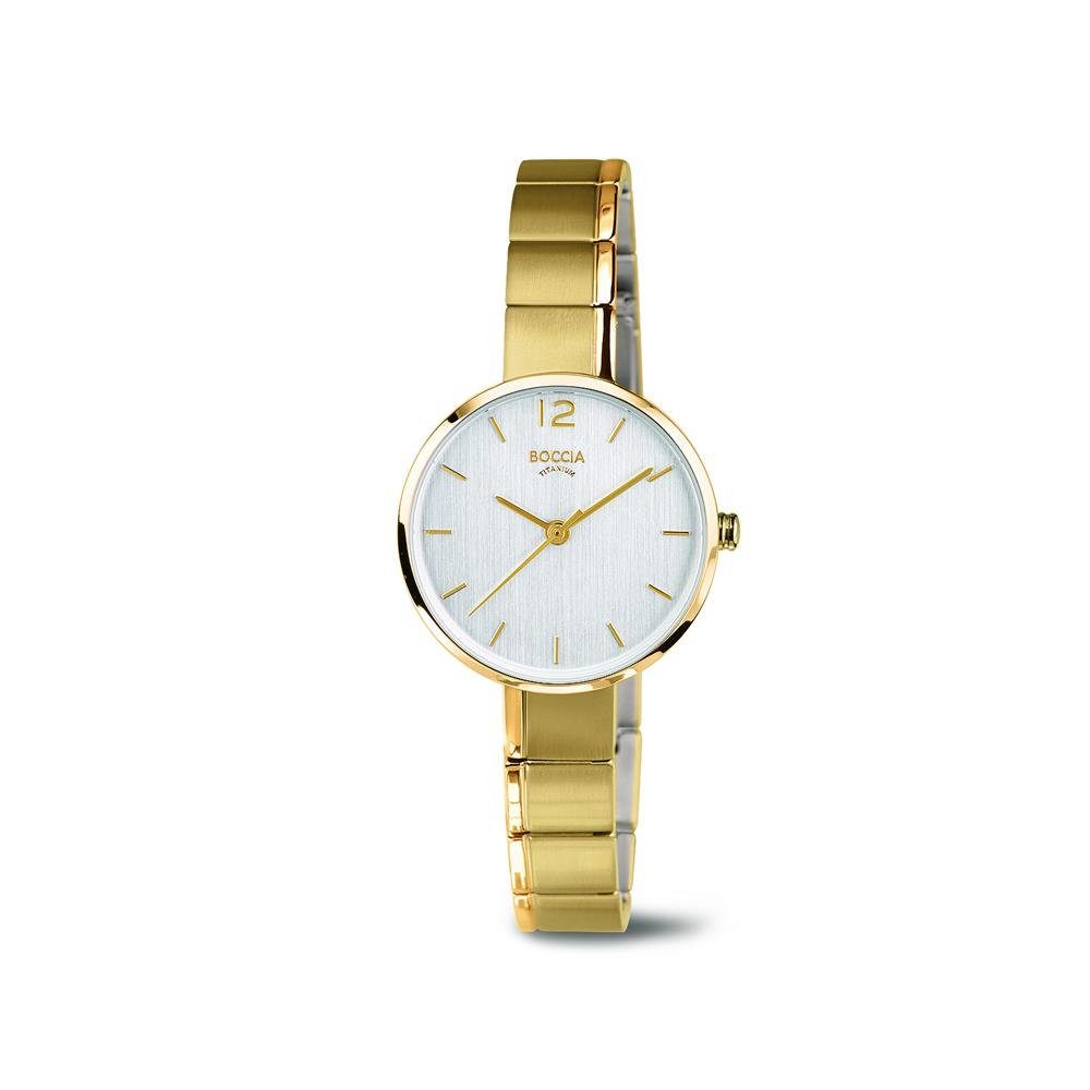 Quarzuhr Boccia Damen Uhr 3308-03 Titan Gold plattiert