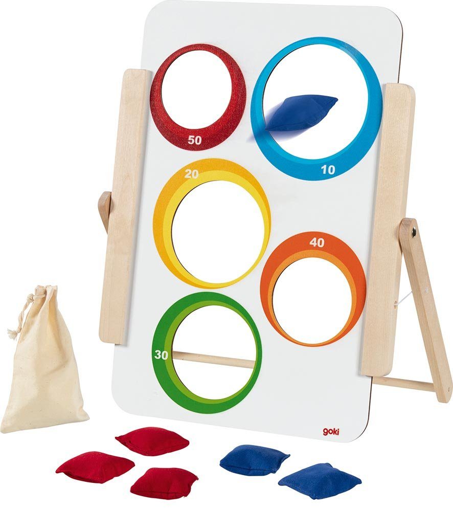 goki Spiel Zielwurfspiel für Klein und Groß, beidseitig bespielbar, Familienspiel, zwei Schwierigkeitsstufen