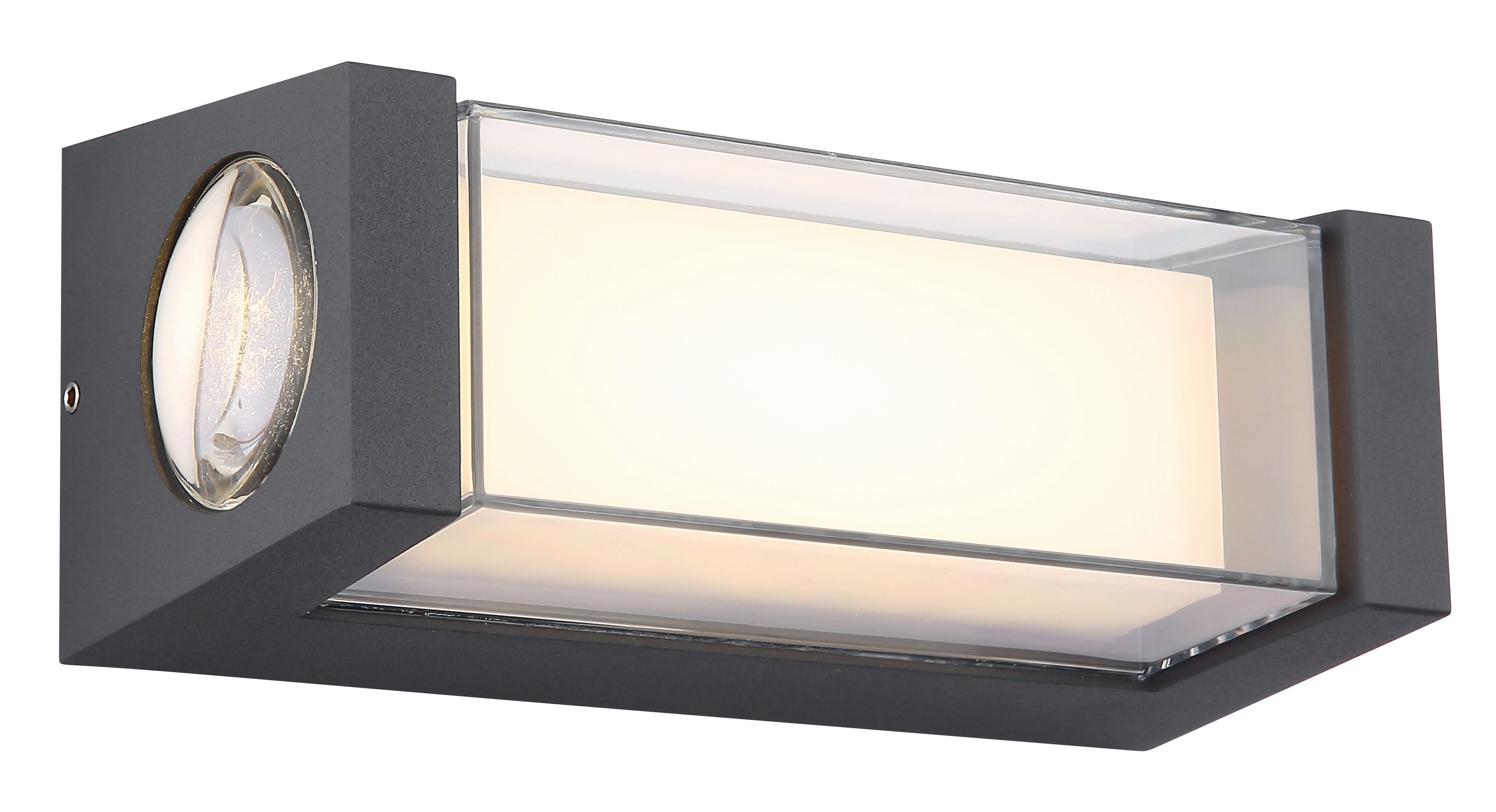 GLOBO LIGHTING LED Außen-Wandleuchte PLIXON, LED fest integriert, Warmweiß, Außenbereich/IP54/3000K/Kunststoff opal/anthrazit