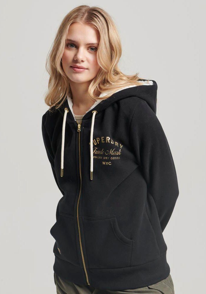 LOGO METALLIC Kapuzensweatshirt LUXE ZIPHOOD Superdry