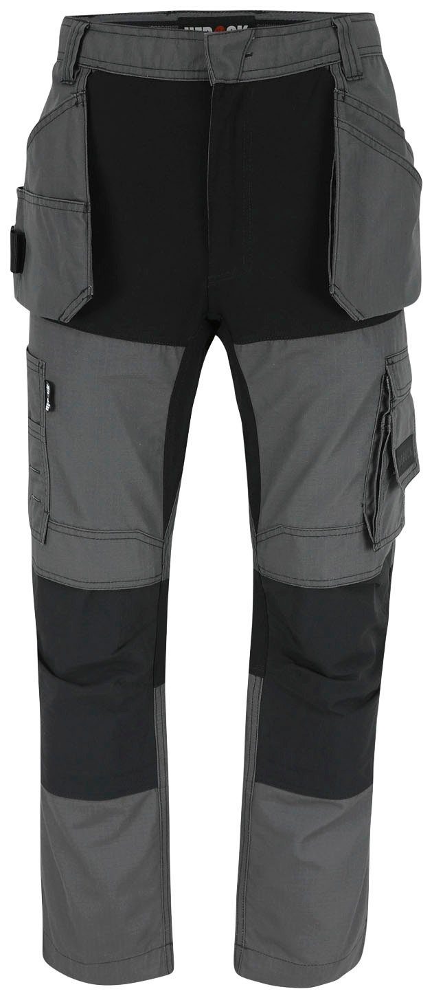 und grau feste 4-Wege-Stretch-Teile Kurzgröβe, Hoses Multi-Pocket, Nageltaschen Arbeitshose Hector 2 Herock SHORTLEG