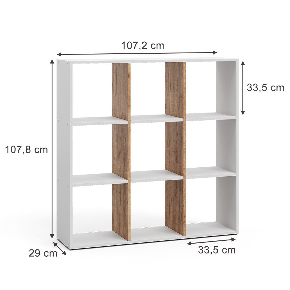 Vicco Raumteiler Nove, Weiß/Goldkraft Eiche, 107.2 günstig online kaufen