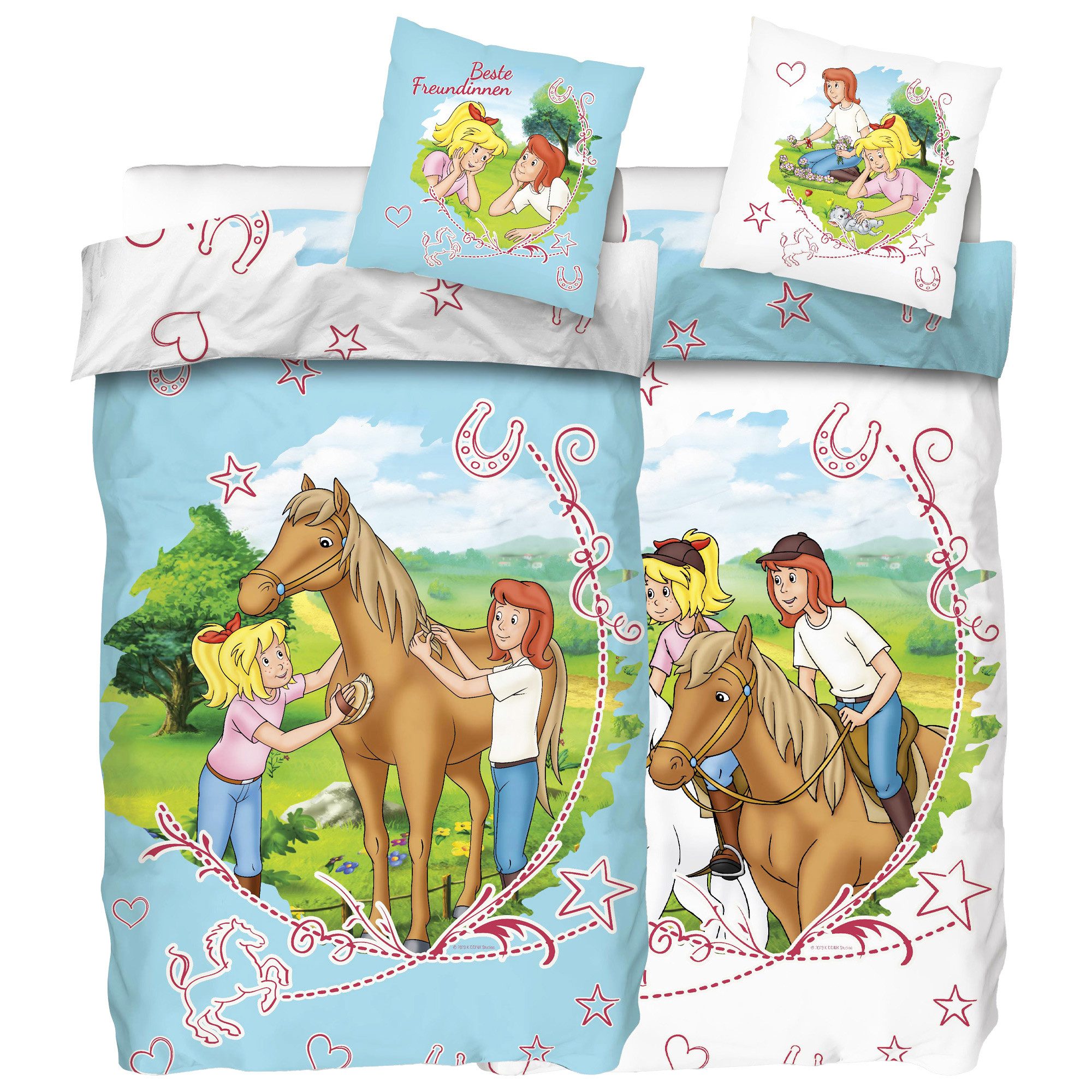 BERONAGE Kinderbettwäsche Bibi und Tina Sternenzauber Bettwäsche Biber / Flanell, 100% Baumwolle, 2 teilig, 135x200 + 80x80 cm