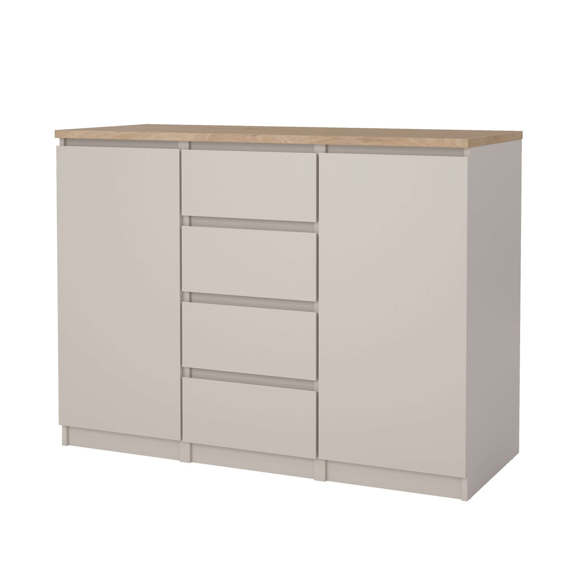 Home affaire Kommode Naia, Sideboard, 4 Schubladen, 2 Türen, Aufbewahrung, grifflose Front, Mit Einlegeböden, modern, skandinavisches Design, in mehrere Farben