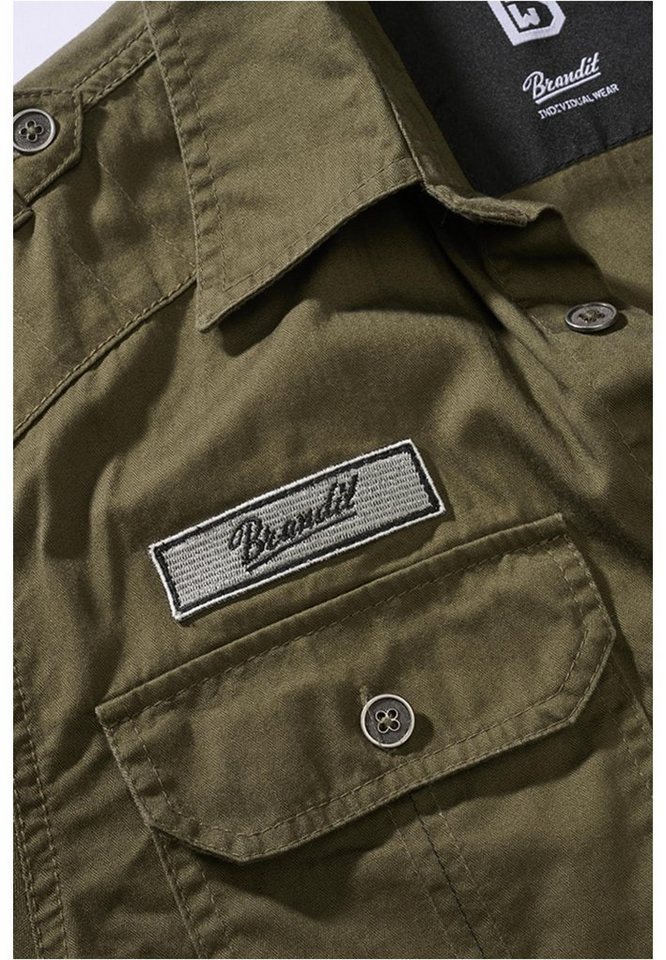 Baumwollmischung Herren Langarmhemd Sleeve Short Stylisches Shirt (1-tlg), angenehmer aus Brandit Vintage Shirt Luis