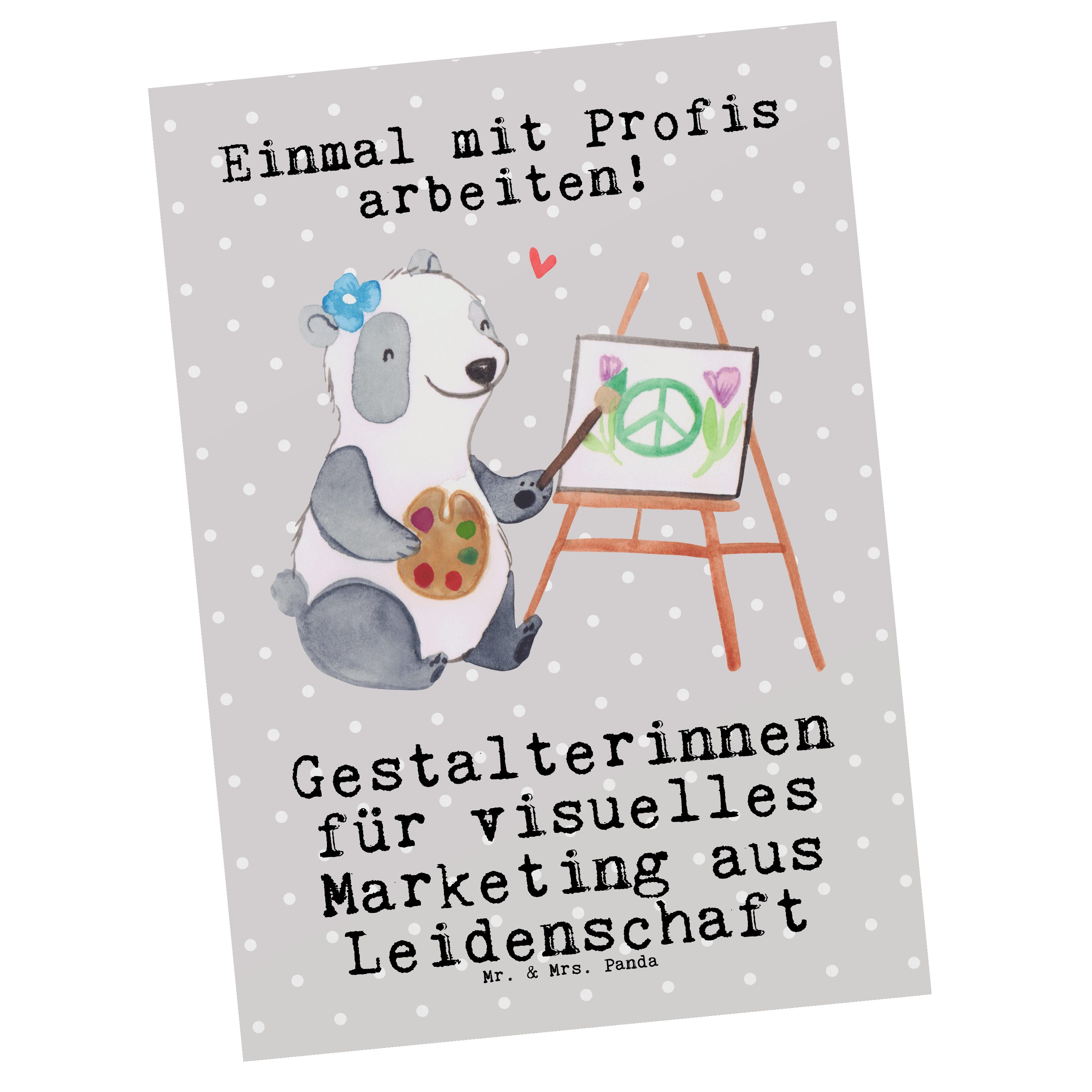 Mrs. Marketing & für Grau Gestalterinnen Postkarte Pastel visuelles Mr. Panda aus Leidenschaft Grau Pastell -