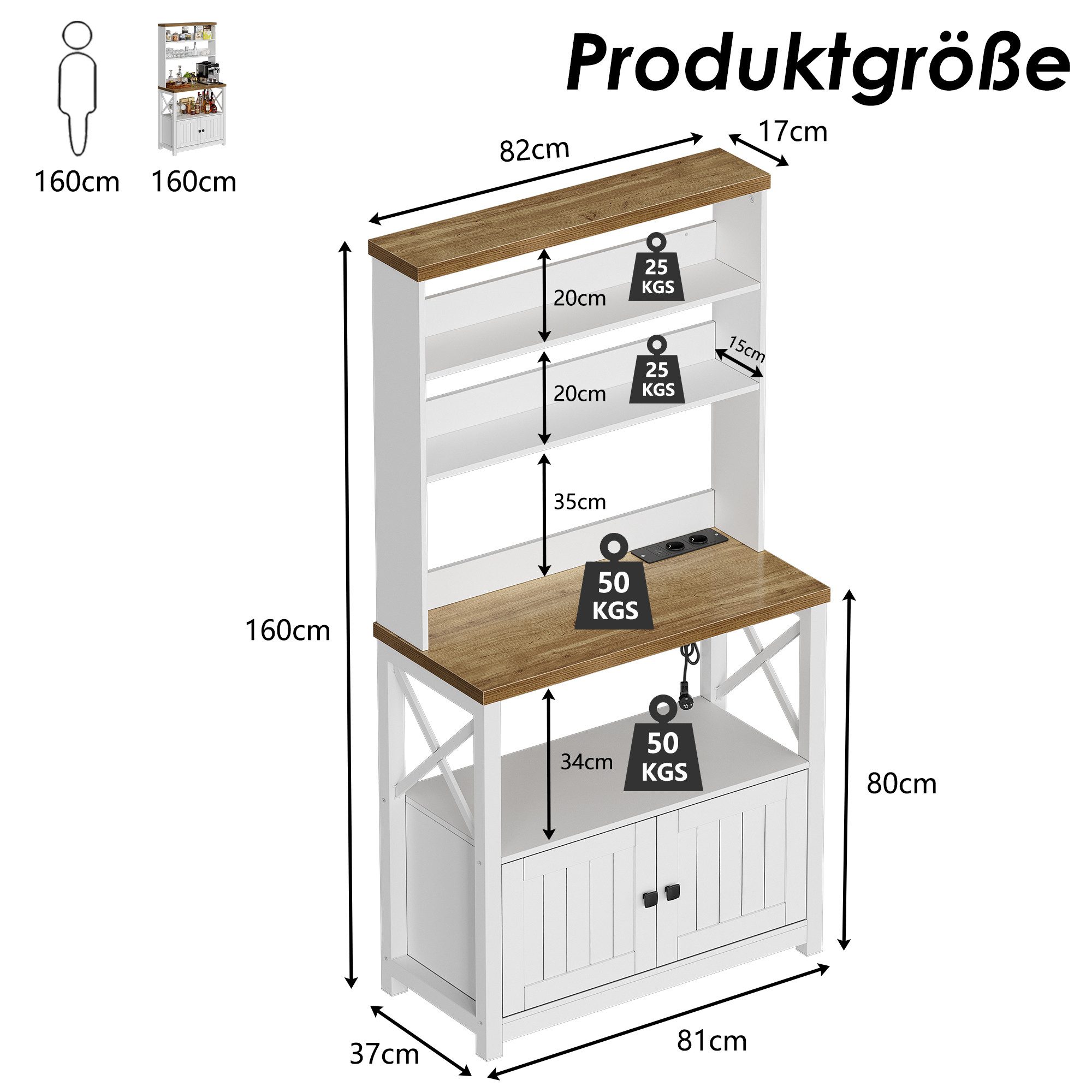 TWSOUL Küchenbuffet Küchenschrank Buffetschrank Hochschrank Großer günstig online kaufen