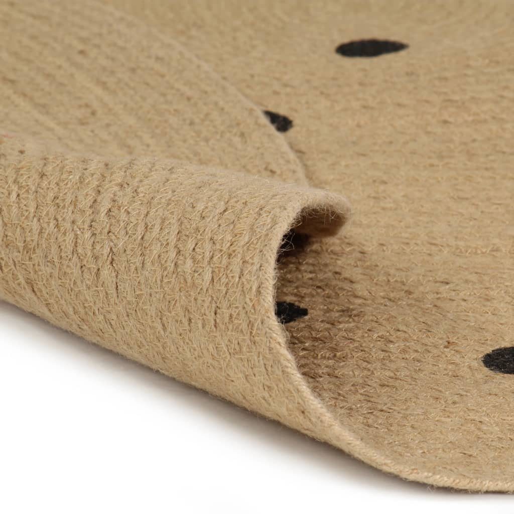 vidaXL Teppich Teppich Handgefertigt Jute mit Punktmuster 90 cm, Runde