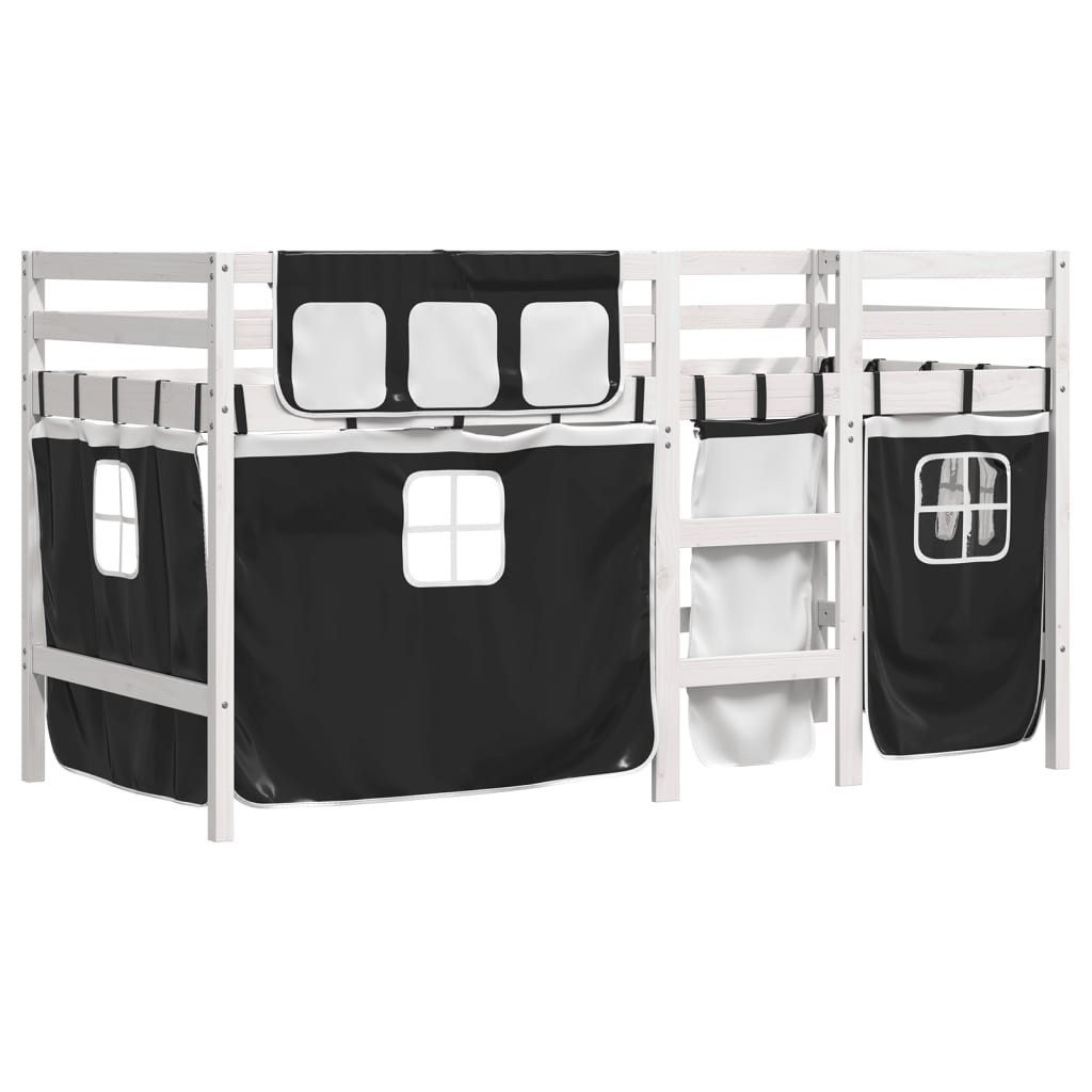 vidaXL Bett Kinderhochbett mit Vorhängen Weiß günstig online kaufen