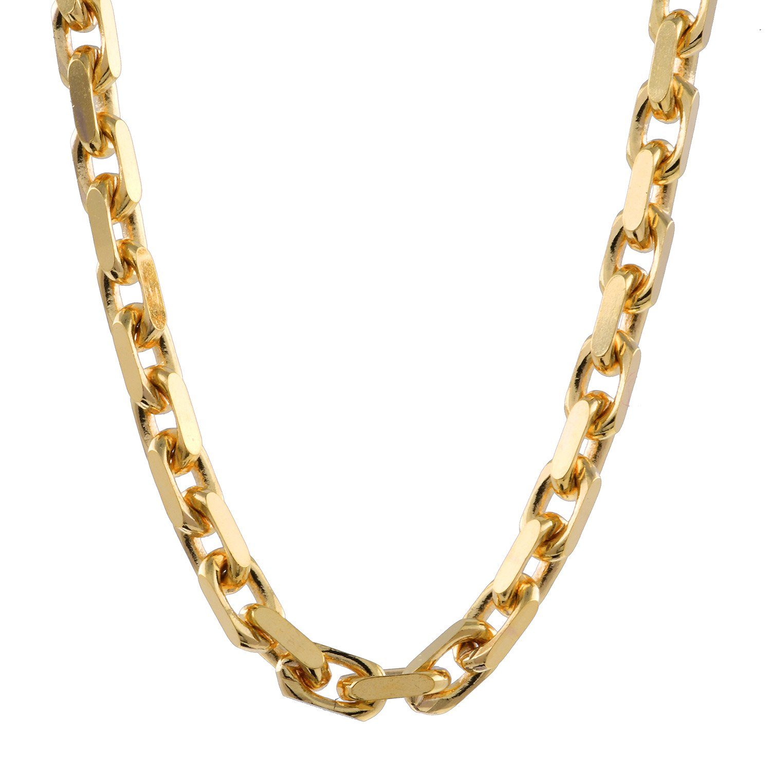 HOPLO Goldkette Ankerkette diamantiert Länge 50cm - Breite 1,9mm - 750-18 Karat Gold, Made in Germany