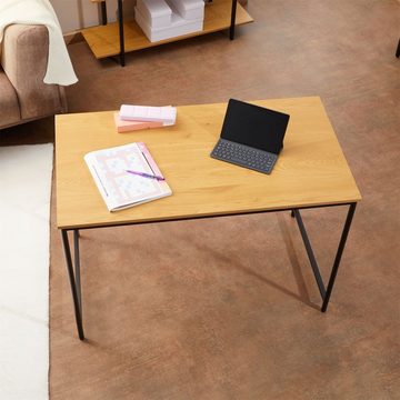 CARO-Möbel Schreibtisch IZEDA, Schreibtisch im Industrial Stil aus Metall und MDF Wildeiche großer Ti