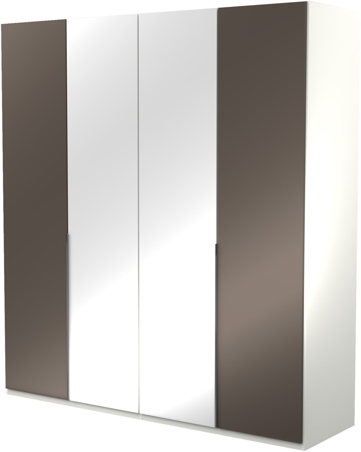 Musterring Kleiderschrank San Diego, Kleiderschrank, Schrank, Garderobe, mit Glastüren (1-St., weiß, Türen gedämpft, 2 Höhen, mehrere Breiten, MADE IN GERMANY) 4-türig (gedämpft), 4 Böden, 2 Kleiderstangen, Chromgriffe