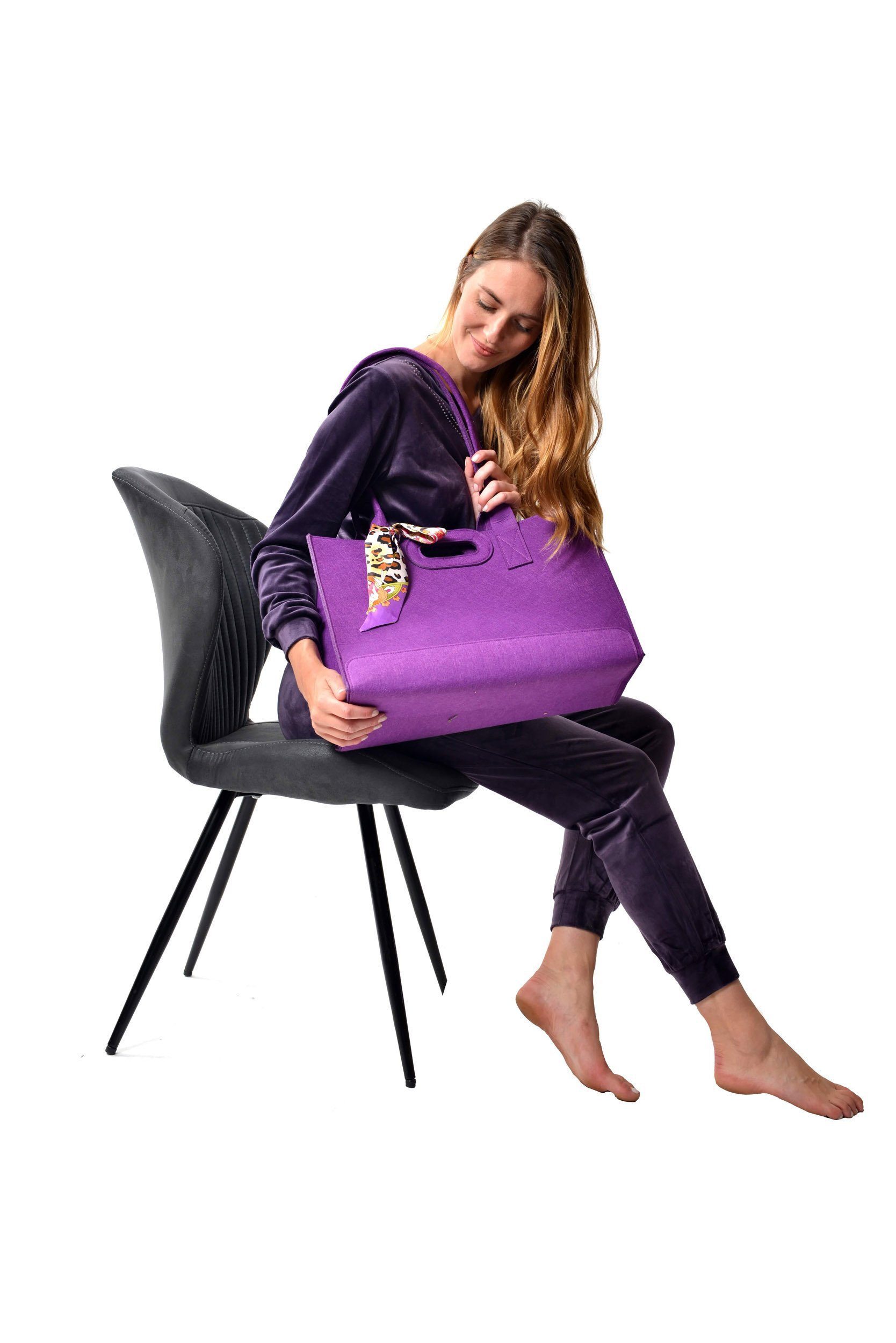 RAIKOU Freizeittasche Filztasche mit dekorativem Seidenschal Shopper (44x15x30 cm)