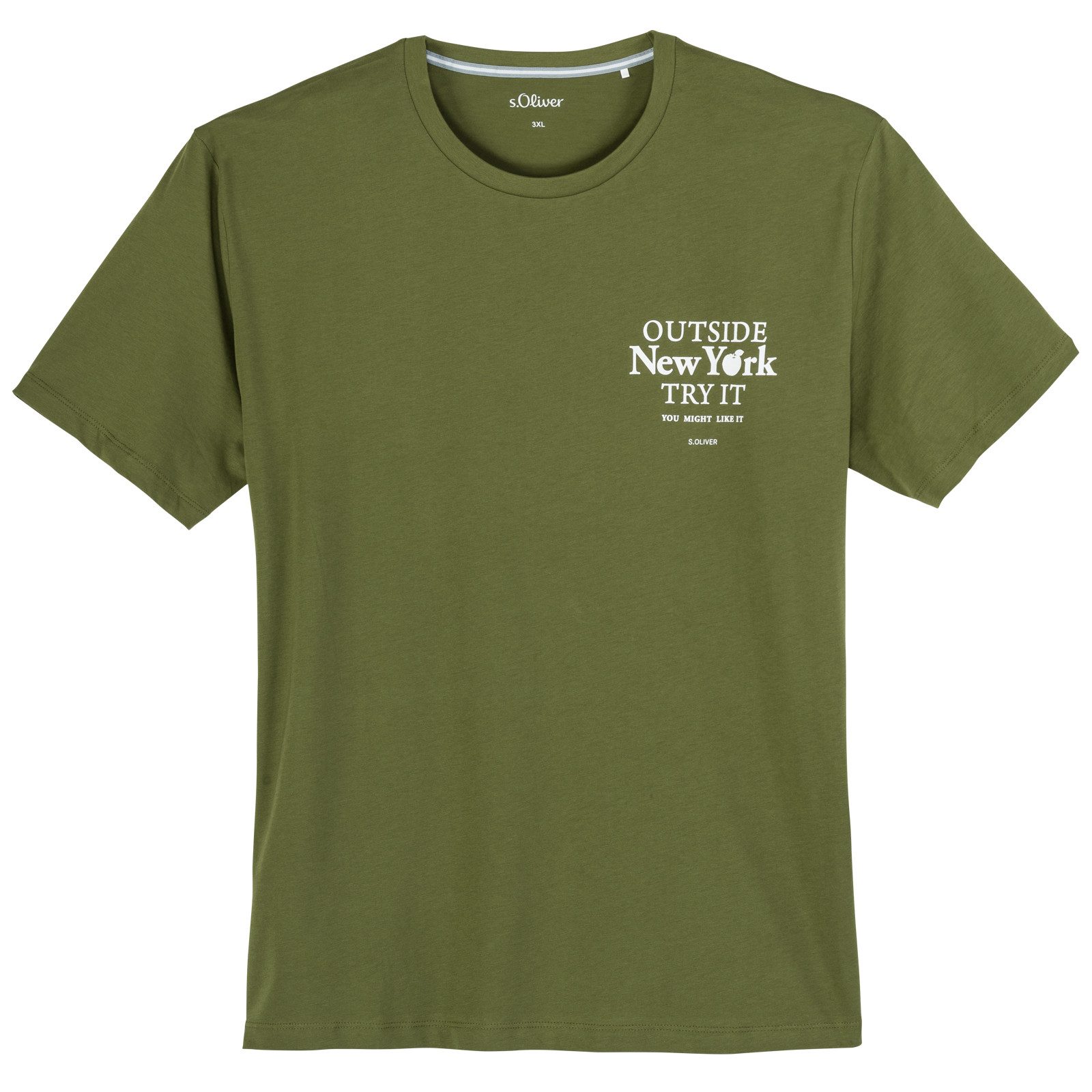 s.Oliver Rundhalsshirt s.Oliver XXL T-Shirt oliv New York Print