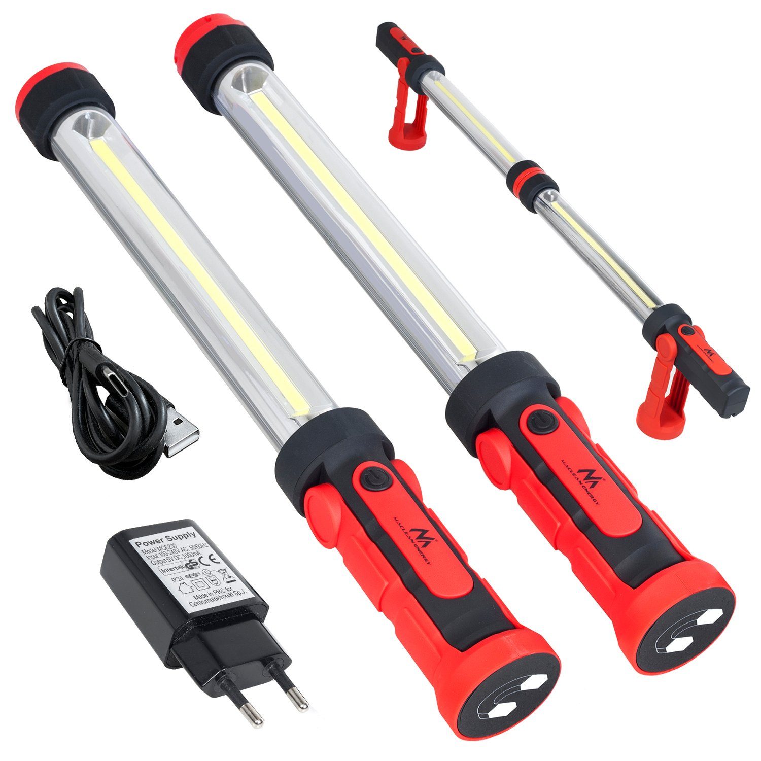 Maclean LED Arbeitsleuchte MCE230, LED fest integriert, 1200 Lumen XXL Werkstattlampen Set