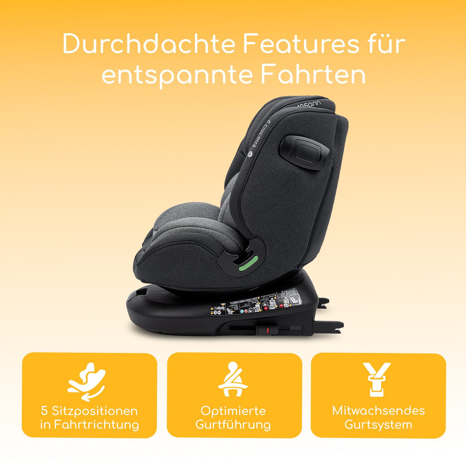 Osann Autokindersitz Eno360, ab: Geburt, bis: 12 Jahre, ab: 40 cm, bis: 150 cm, sicherer 360°Kindersitz: reboard bis 4 Jahre, verwendbar von 40-150 cm