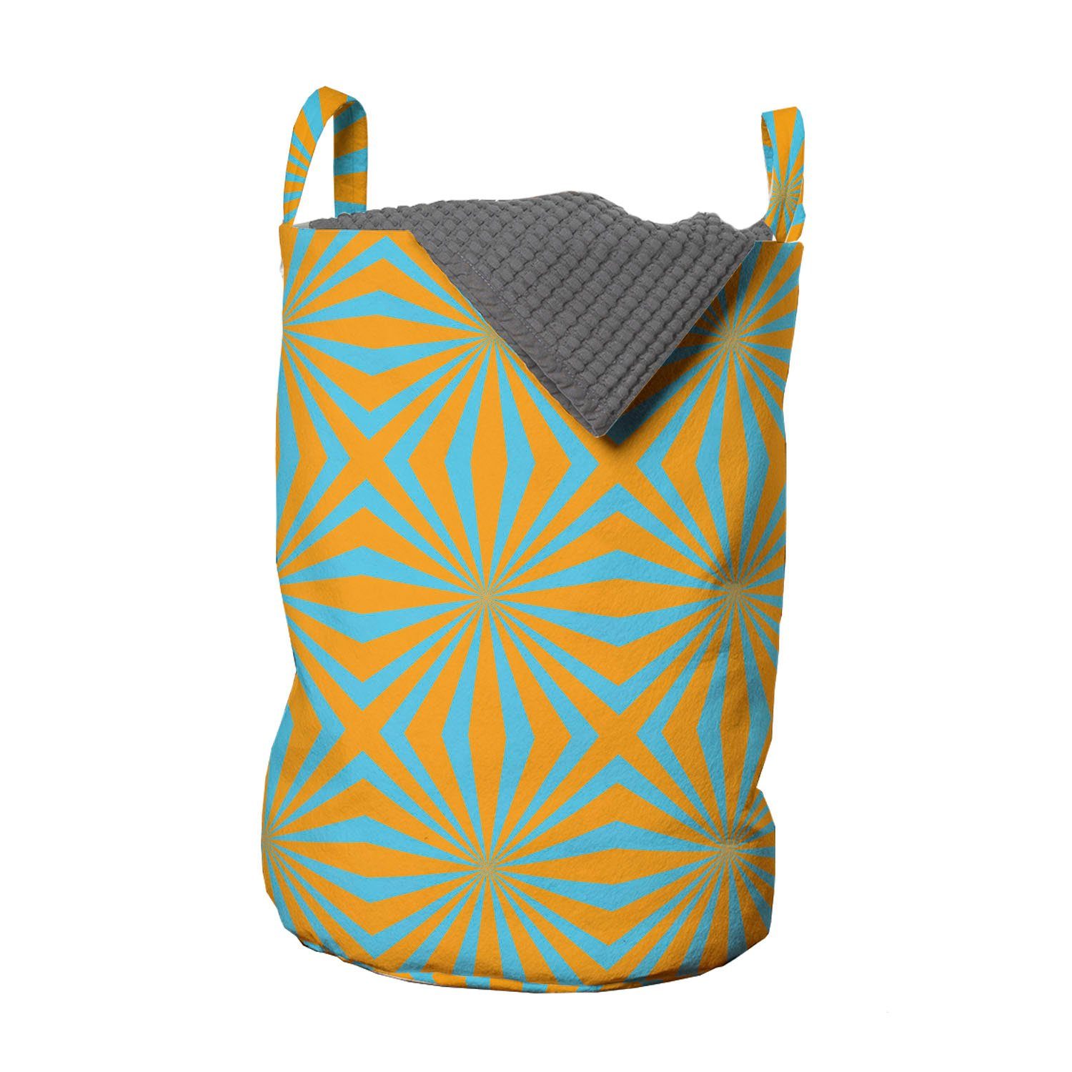 Abakuhaus Wäschesäckchen Wäschekorb mit Griffen Kordelzugverschluss für Waschsalons, Abstrakt Blau Orange Illusion Kunst