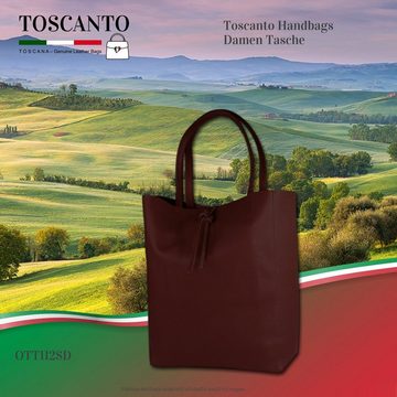 Toscanto Schultertasche Toscanto Damen Shopper Schultertasche (Shopper), Damen Shopper, Schultertasche Leder, rot, bordeaux, Größe ca. 30cm