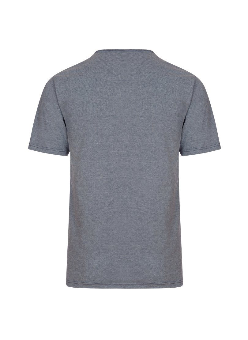 Trigema T-Shirt TRIGEMA DELUXE T-Shirt Knopfleiste mit steingrau-melange Baumwolle
